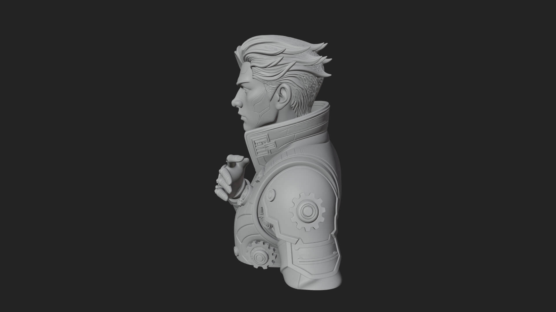 Sci Fi Armored Man Bust Design 12 3D Print Model 3D Model