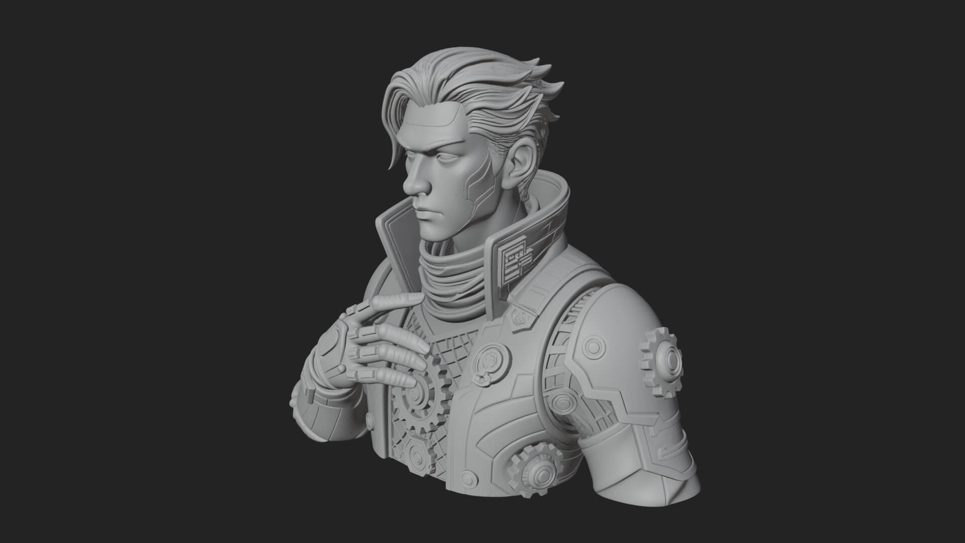Sci Fi Armored Man Bust Design 12 3D Print Model 3D Model