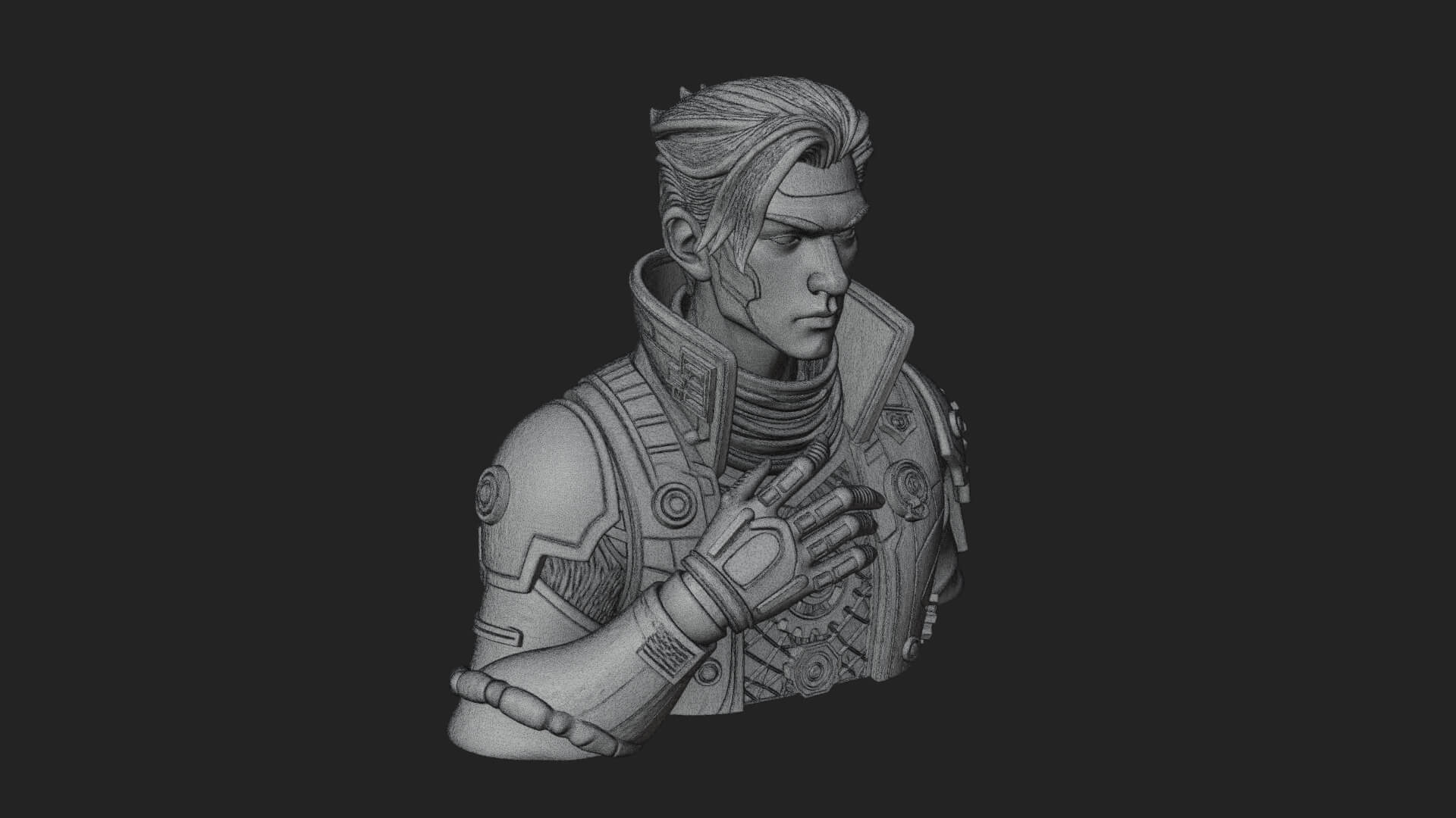 Sci Fi Armored Man Bust Design 12 3D Print Model 3D Model