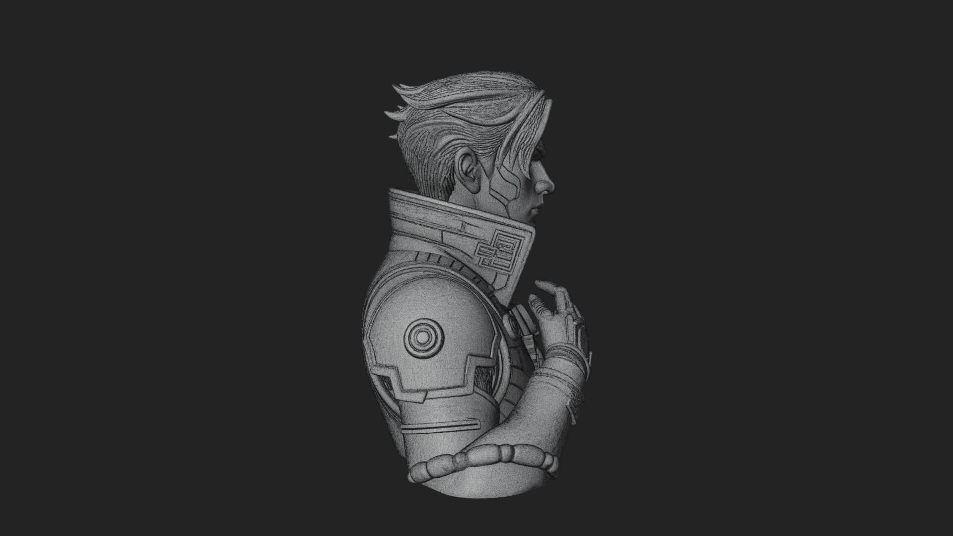 Sci Fi Armored Man Bust Design 12 3D Print Model 3D Model