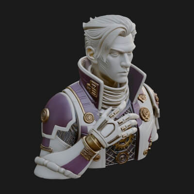 Sci Fi Armored Man Bust Design 12 3D Print Model