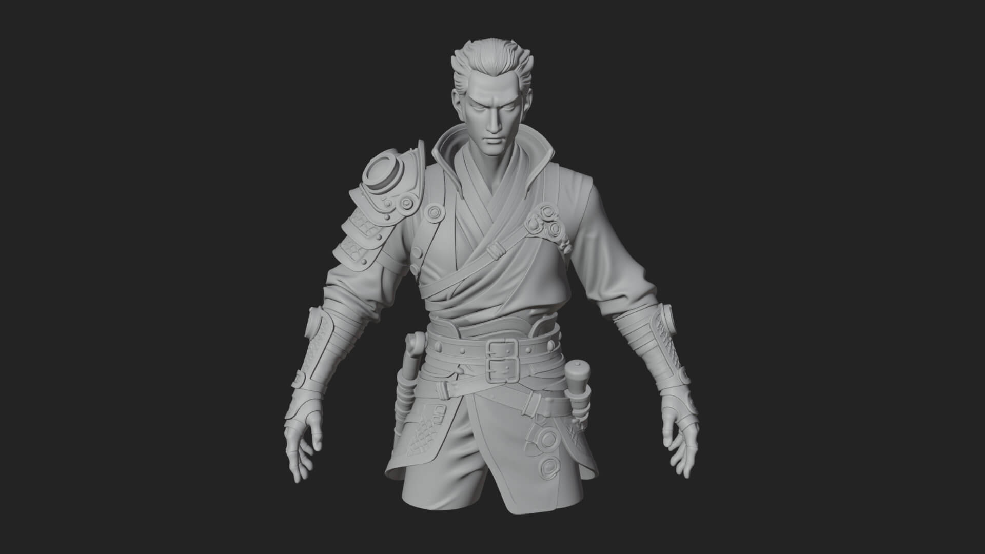 Sci Fi Armored Man Bust Design 13 3D Print Model 3D Model