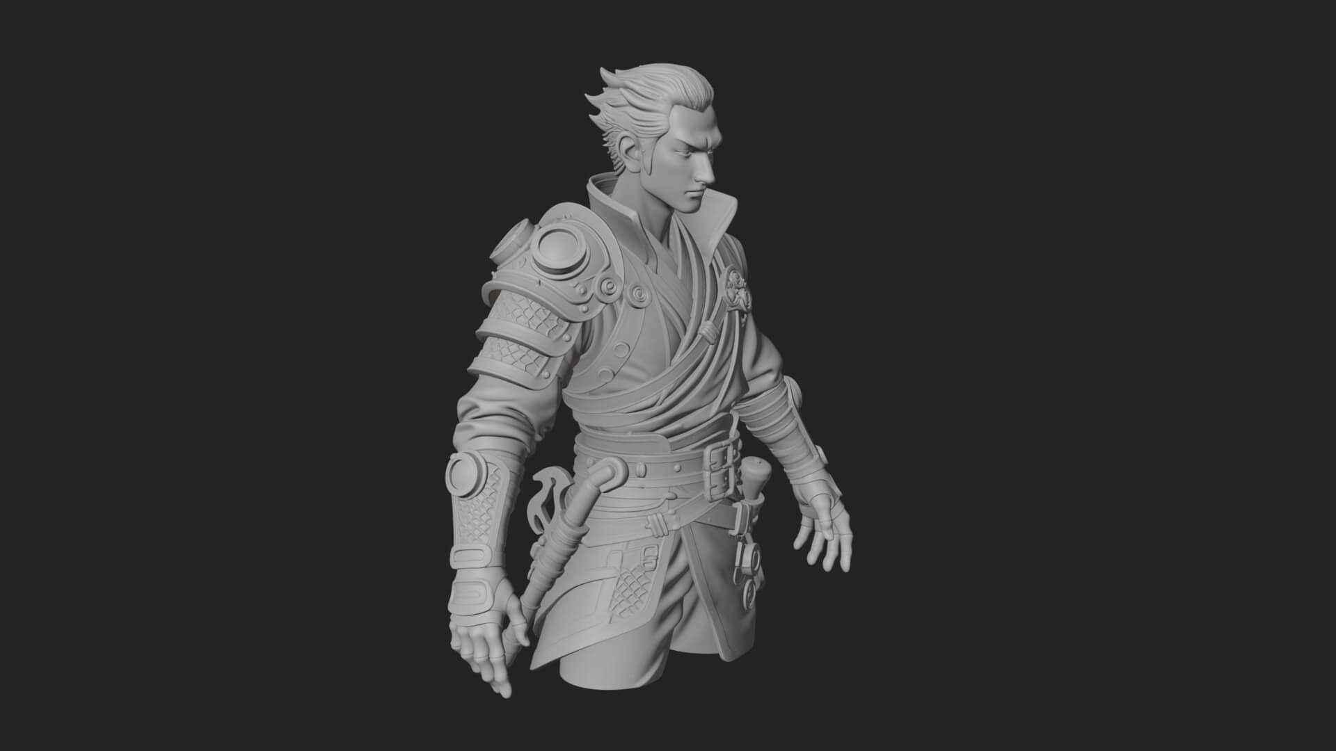 Sci Fi Armored Man Bust Design 13 3D Print Model 3D Model