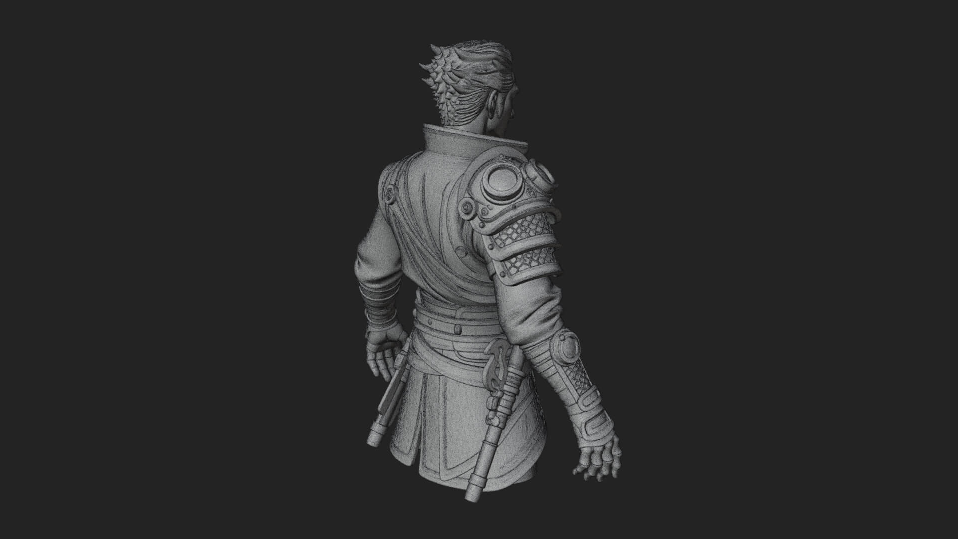 Sci Fi Armored Man Bust Design 13 3D Print Model 3D Model