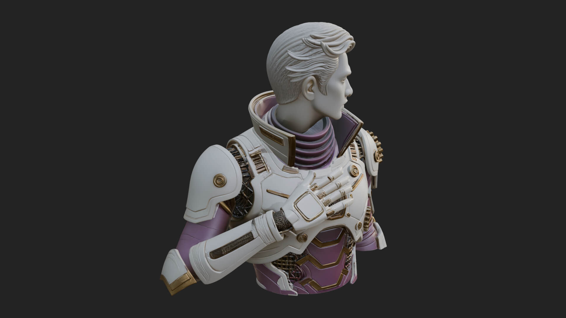 Sci Fi Armored Man Bust Design 14 3D Print Model 3D Model