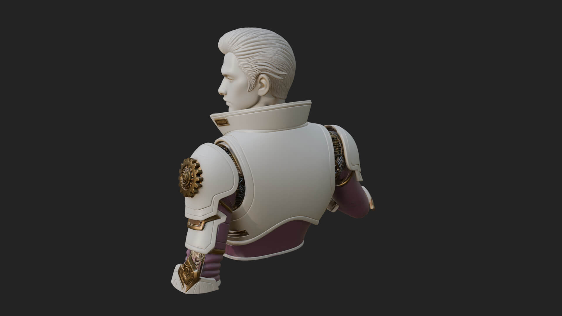 Sci Fi Armored Man Bust Design 14 3D Print Model 3D Model