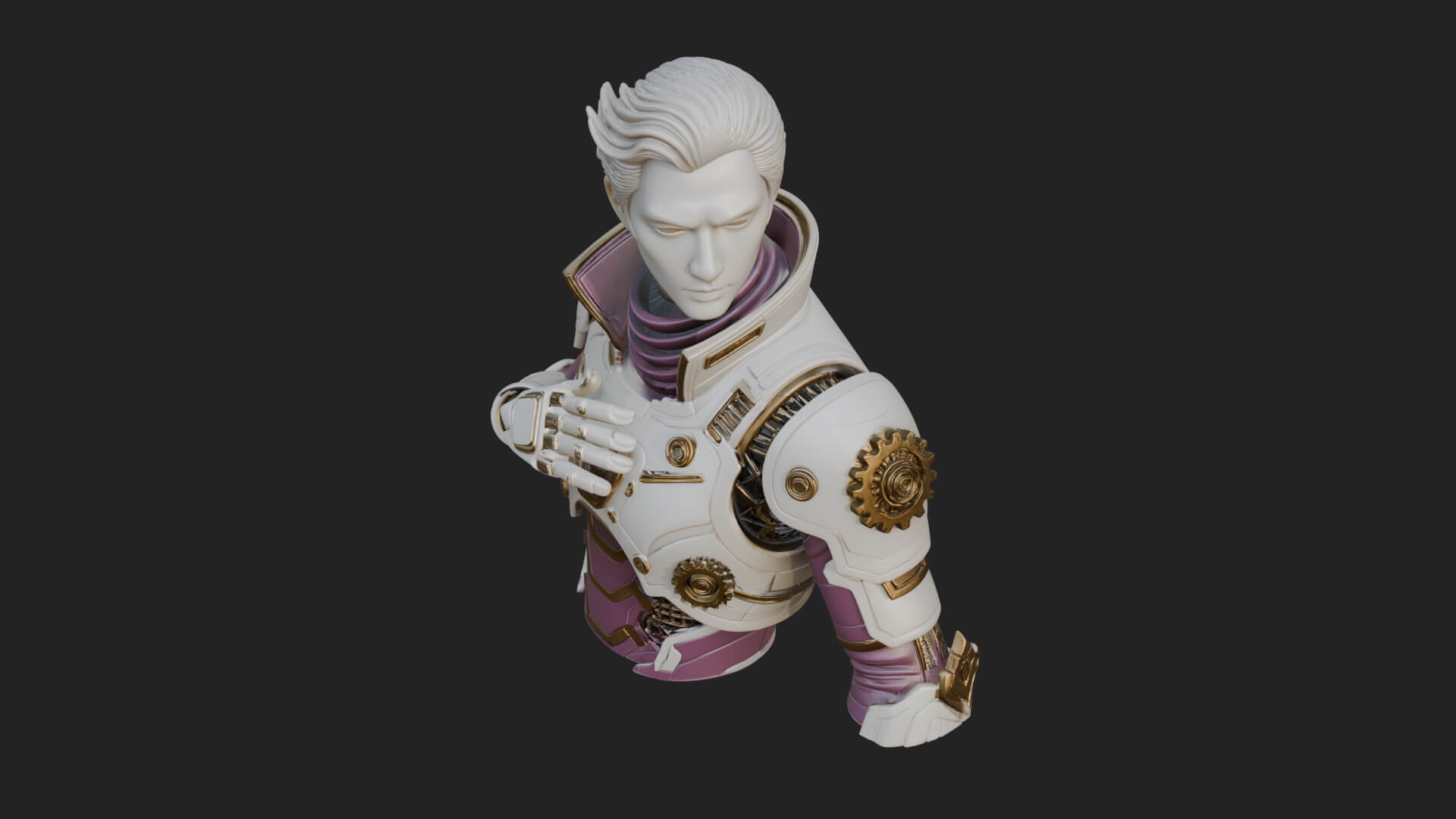 Sci Fi Armored Man Bust Design 14 3D Print Model 3D Model