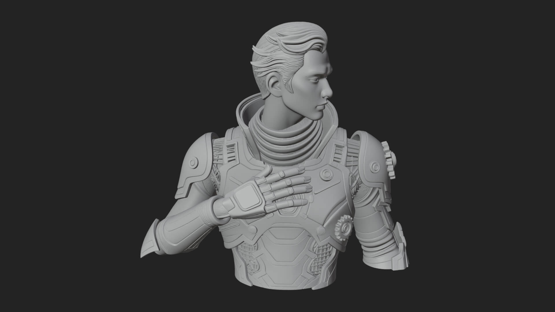 Sci Fi Armored Man Bust Design 14 3D Print Model 3D Model
