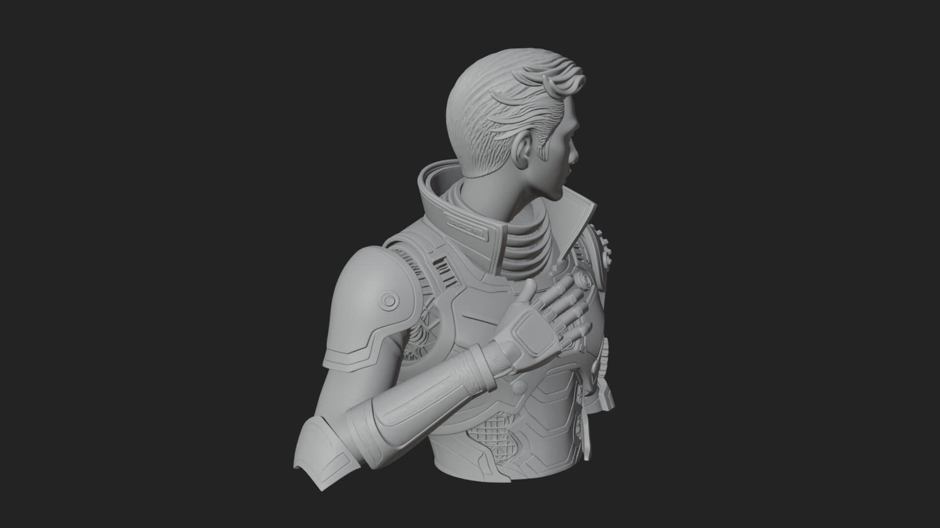 Sci Fi Armored Man Bust Design 14 3D Print Model 3D Model