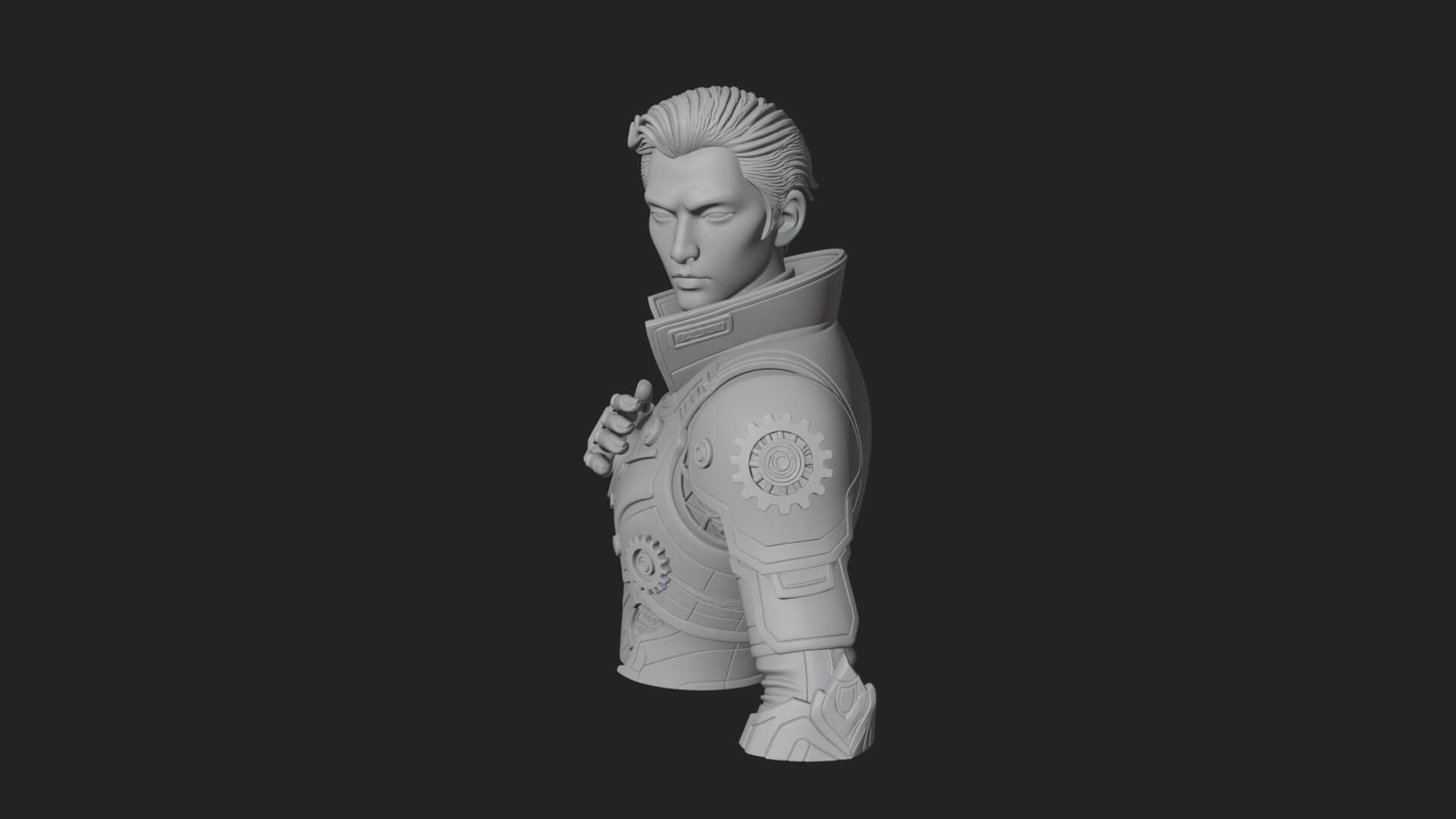 Sci Fi Armored Man Bust Design 14 3D Print Model 3D Model