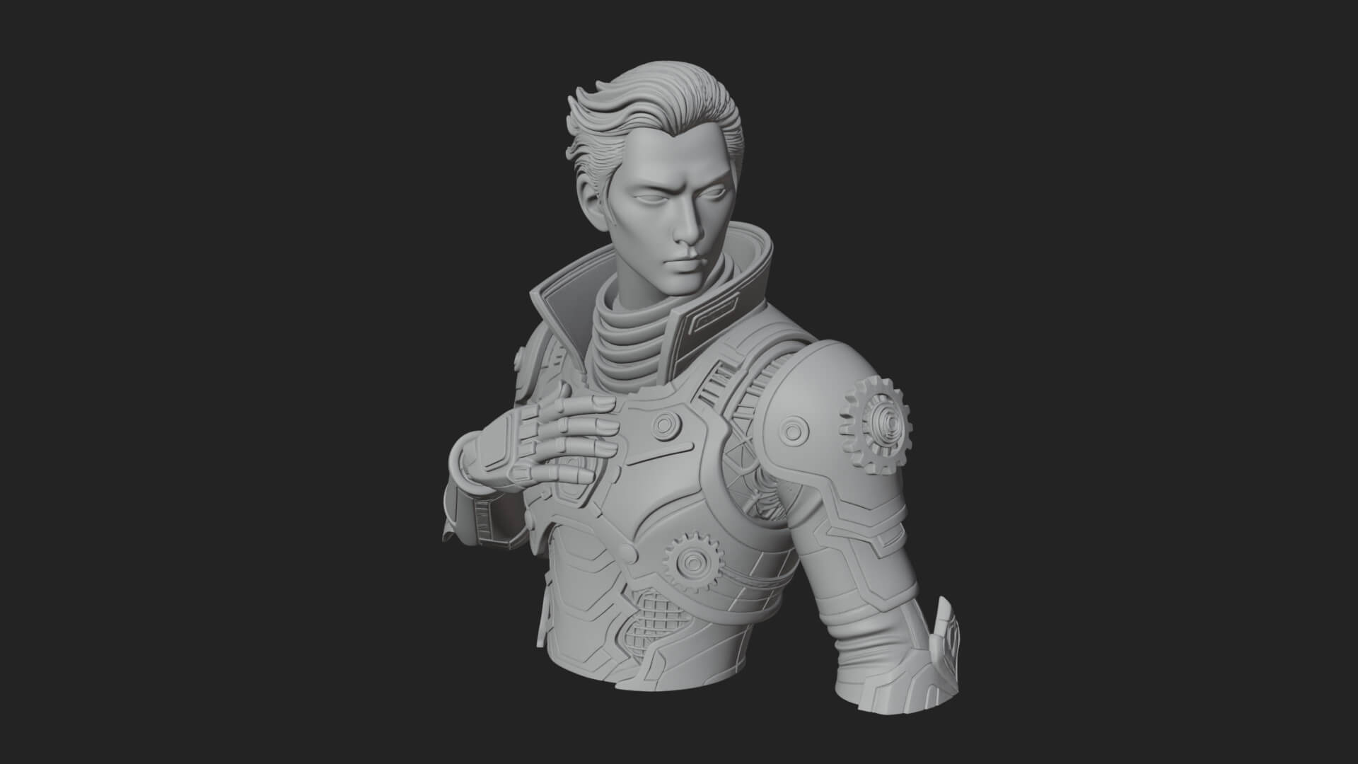 Sci Fi Armored Man Bust Design 14 3D Print Model 3D Model
