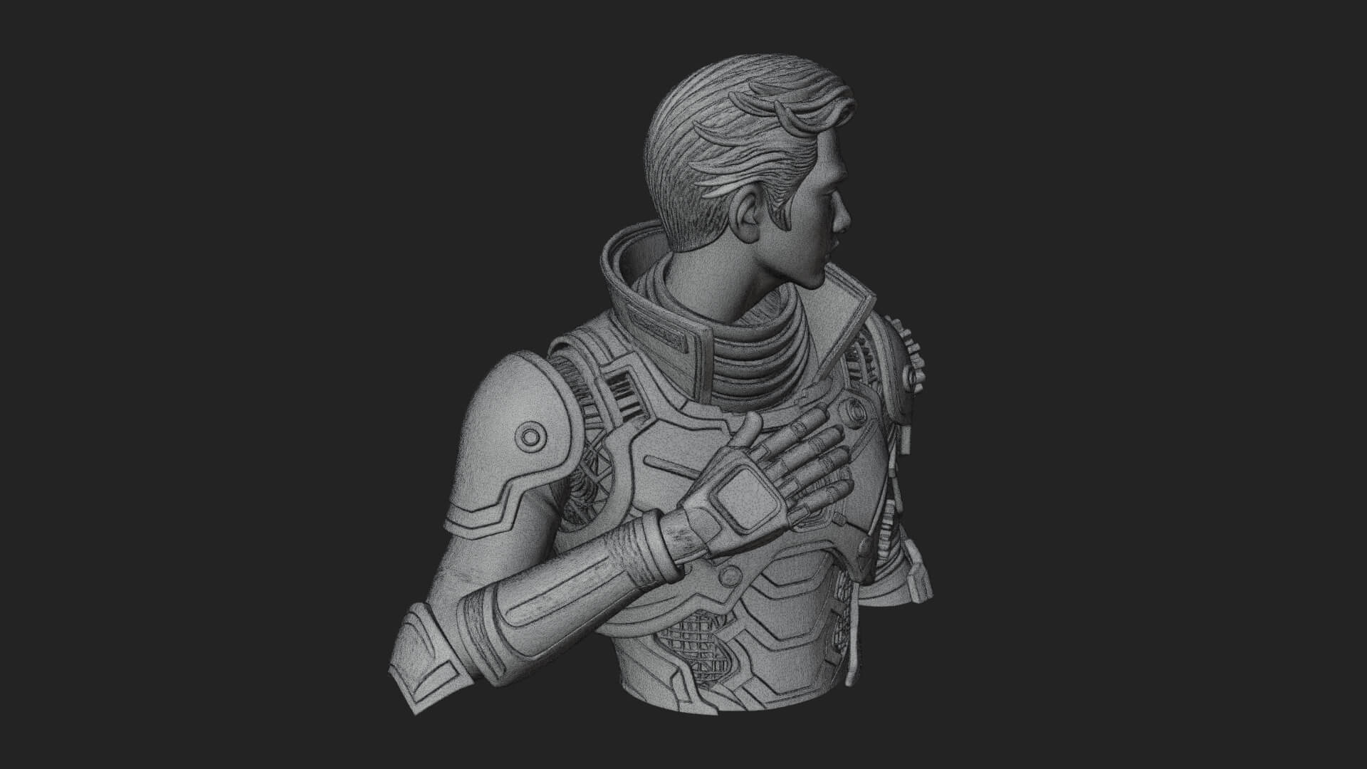 Sci Fi Armored Man Bust Design 14 3D Print Model 3D Model