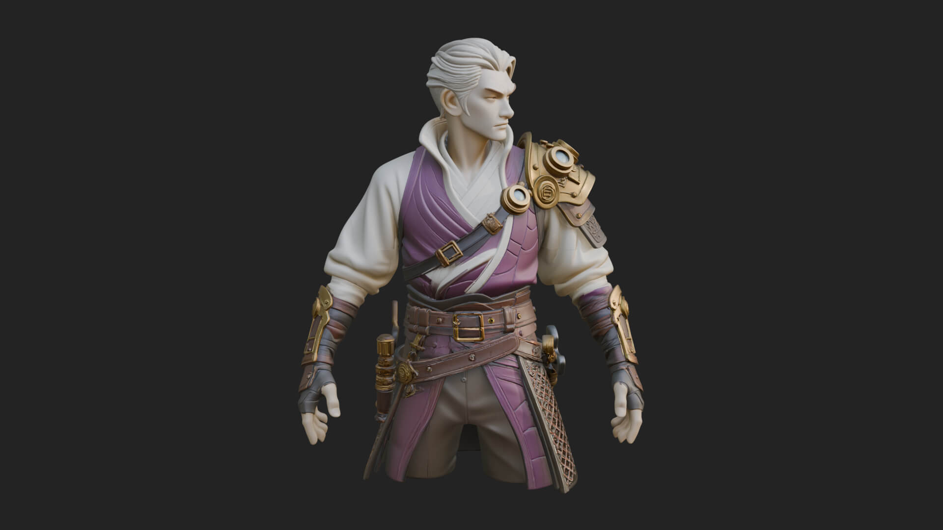 Sci Fi Armored Man Bust Design 15 3D Print Model 3D Model