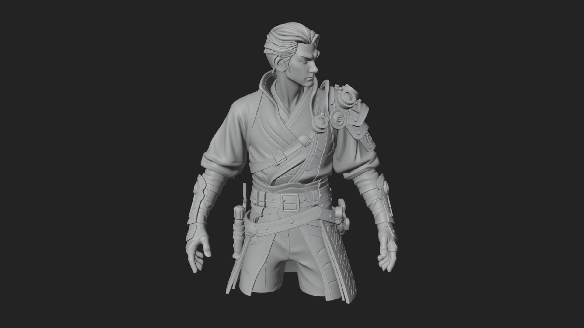 Sci Fi Armored Man Bust Design 15 3D Print Model 3D Model
