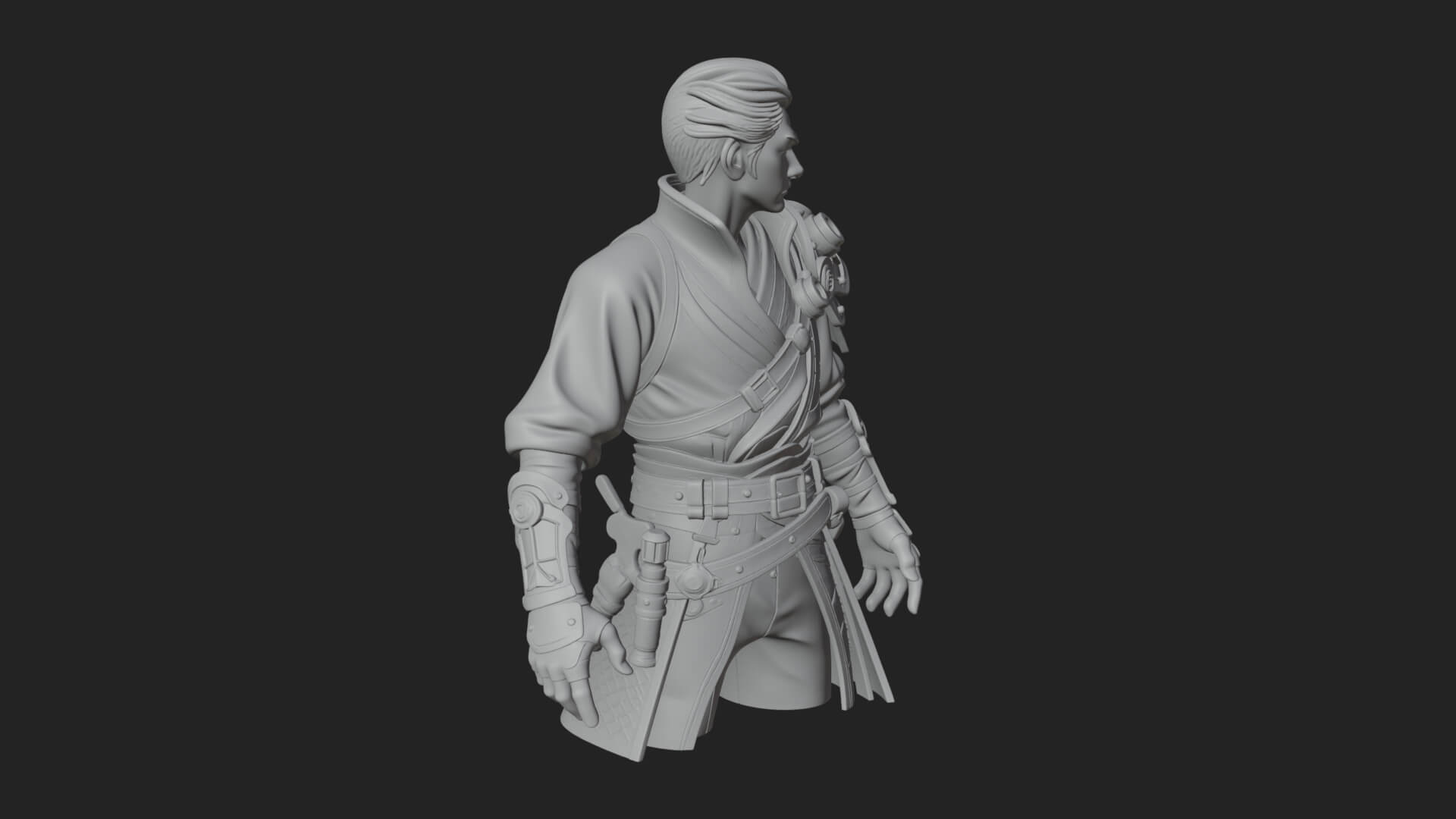 Sci Fi Armored Man Bust Design 15 3D Print Model 3D Model