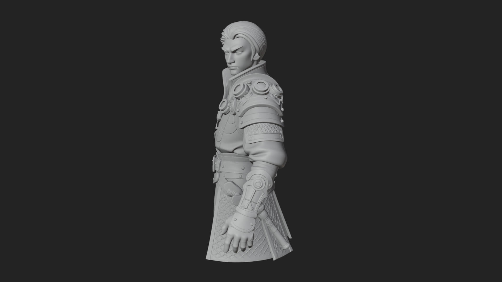Sci Fi Armored Man Bust Design 15 3D Print Model 3D Model