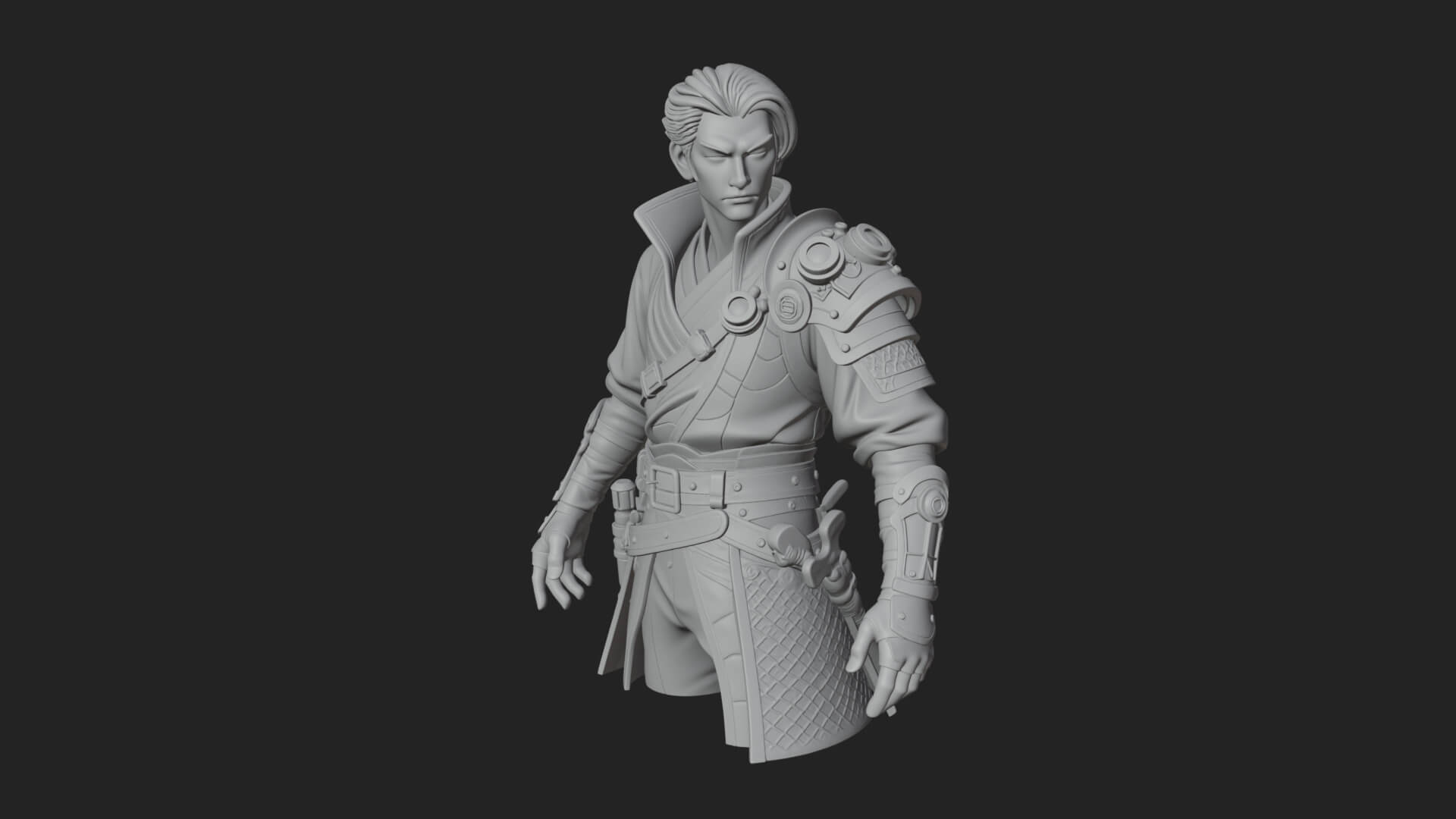Sci Fi Armored Man Bust Design 15 3D Print Model 3D Model