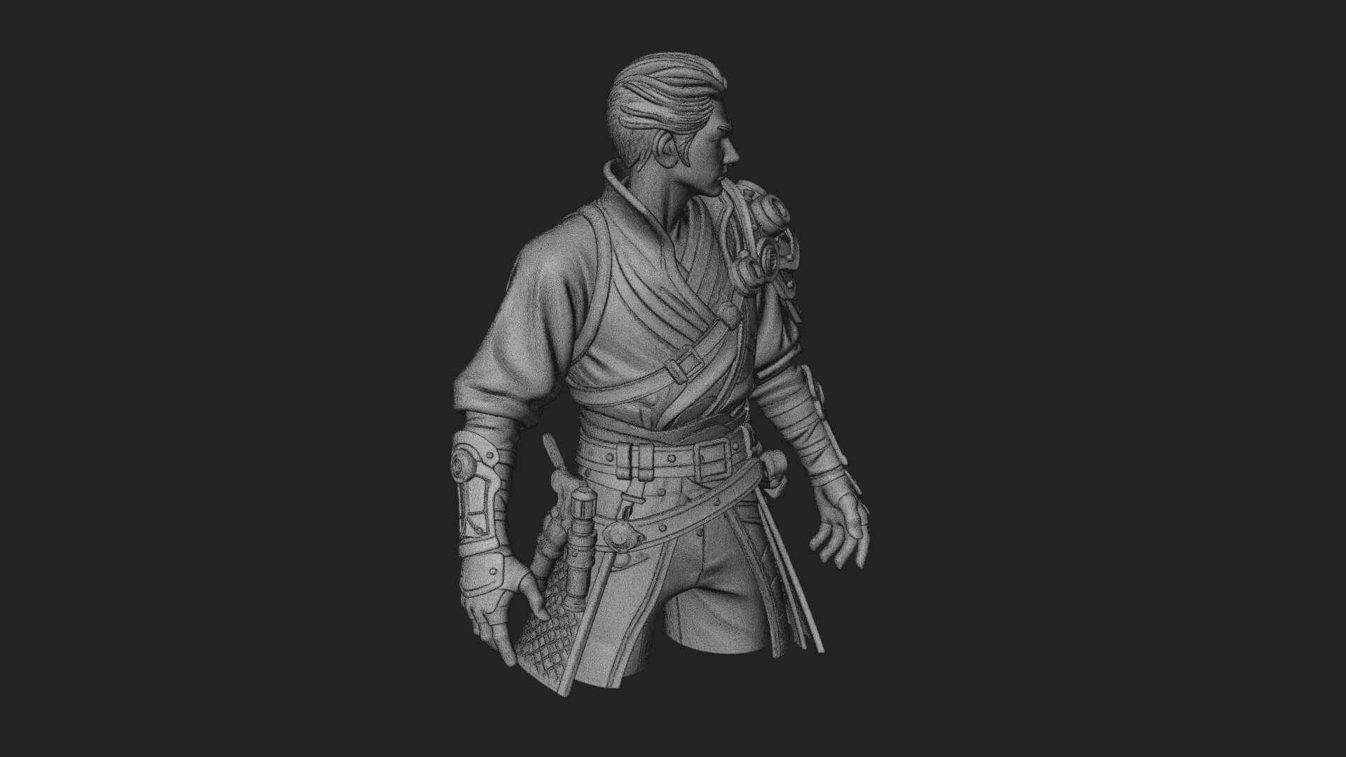 Sci Fi Armored Man Bust Design 15 3D Print Model 3D Model