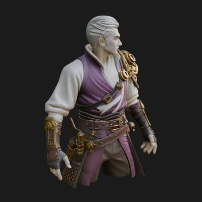 Sci Fi Armored Man Bust Design 15 3D Print Model