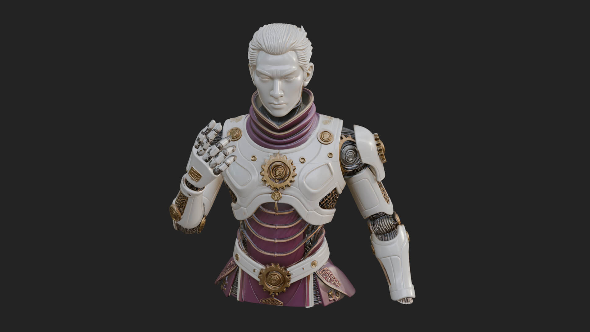 Sci Fi Armored Man Bust Design 2 3D Print Model 3D Model
