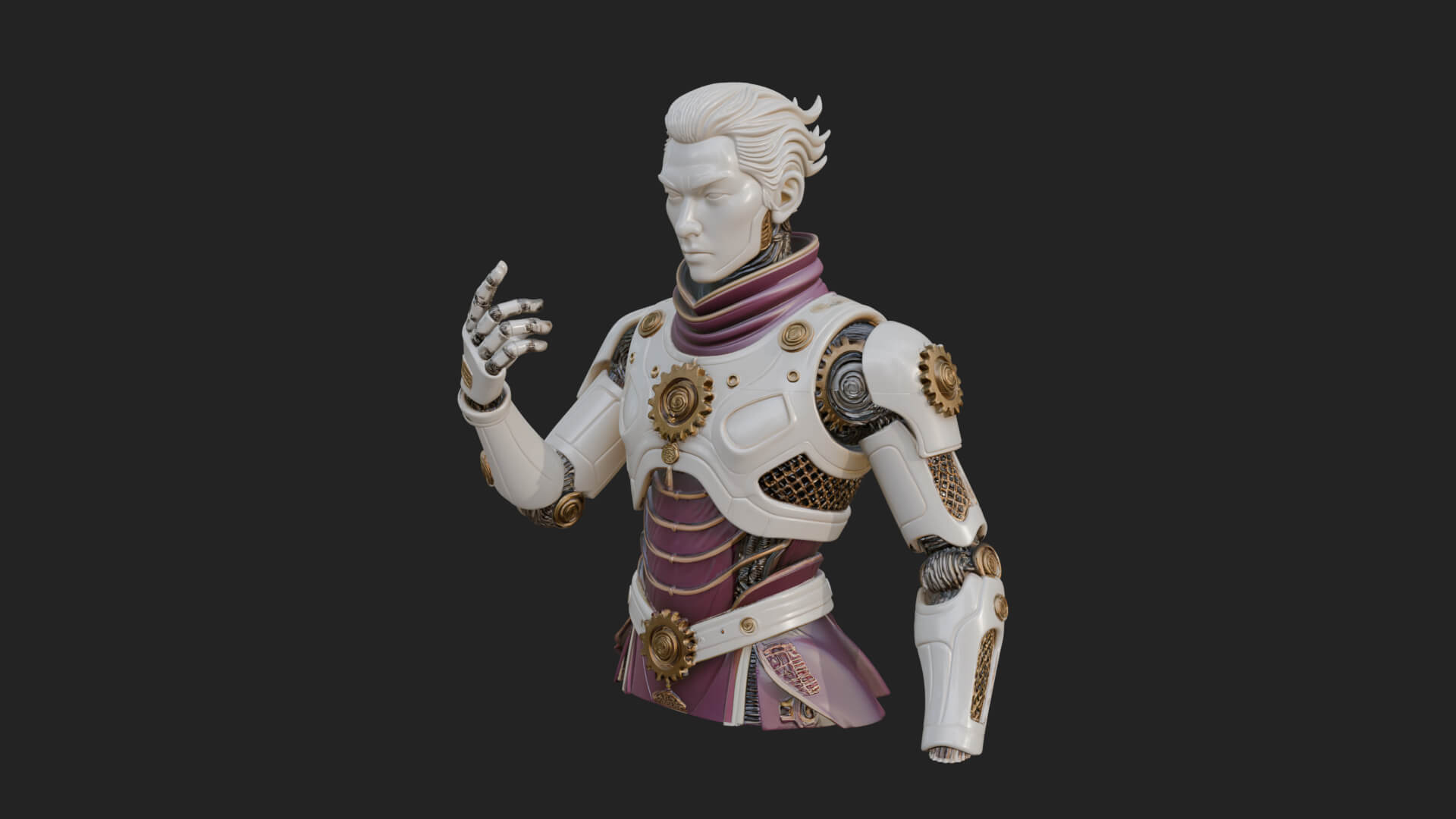 Sci Fi Armored Man Bust Design 2 3D Print Model 3D Model