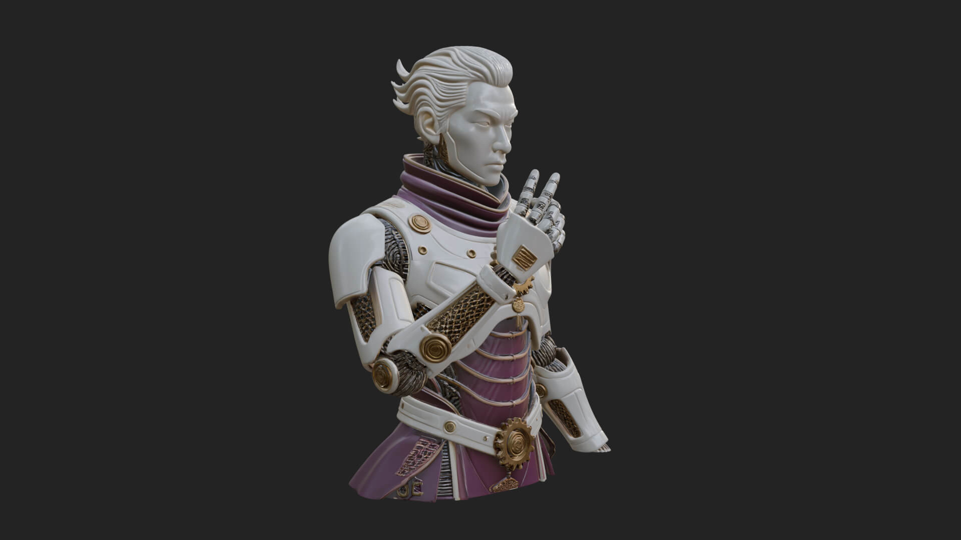 Sci Fi Armored Man Bust Design 2 3D Print Model 3D Model