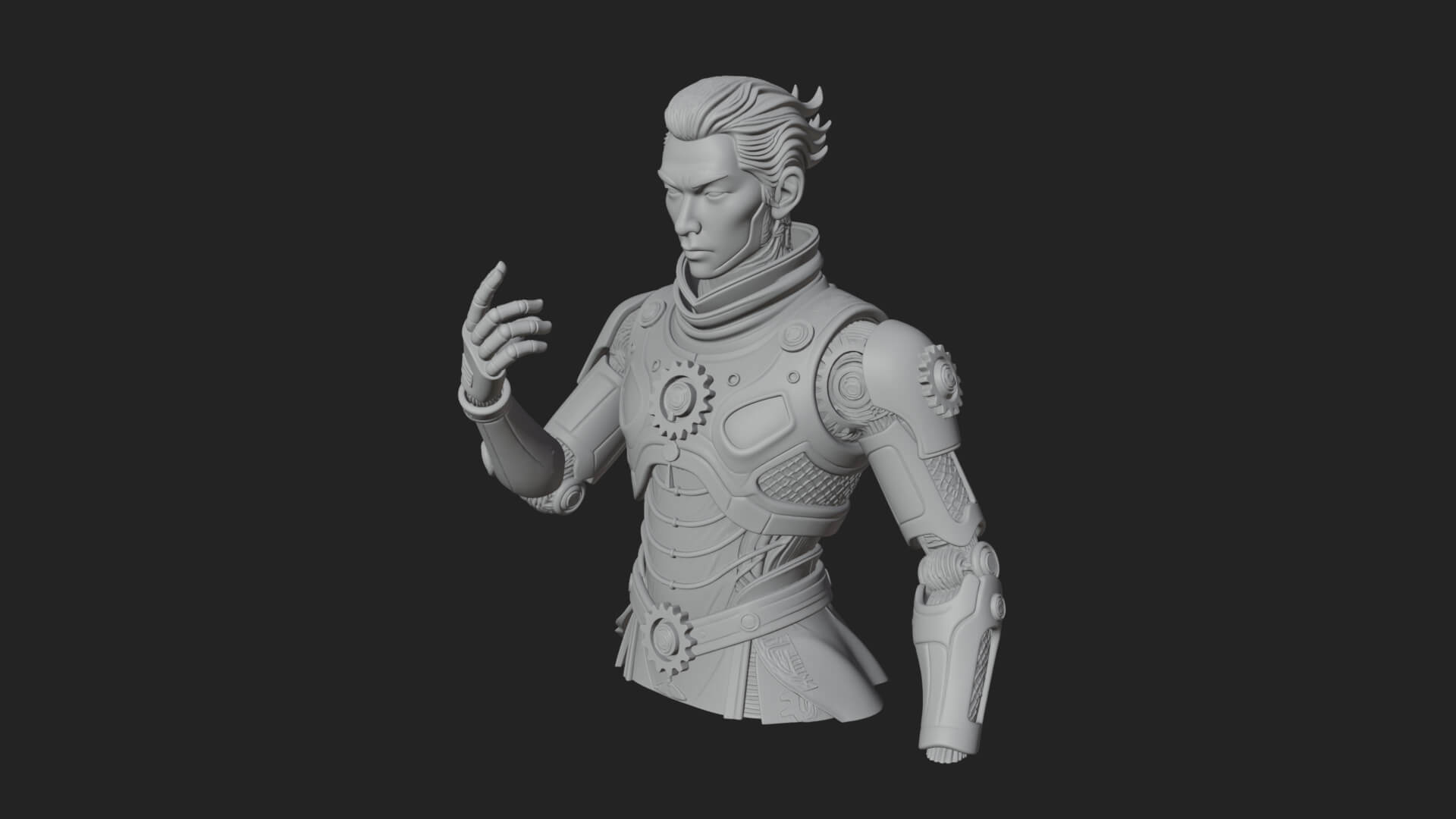Sci Fi Armored Man Bust Design 2 3D Print Model 3D Model