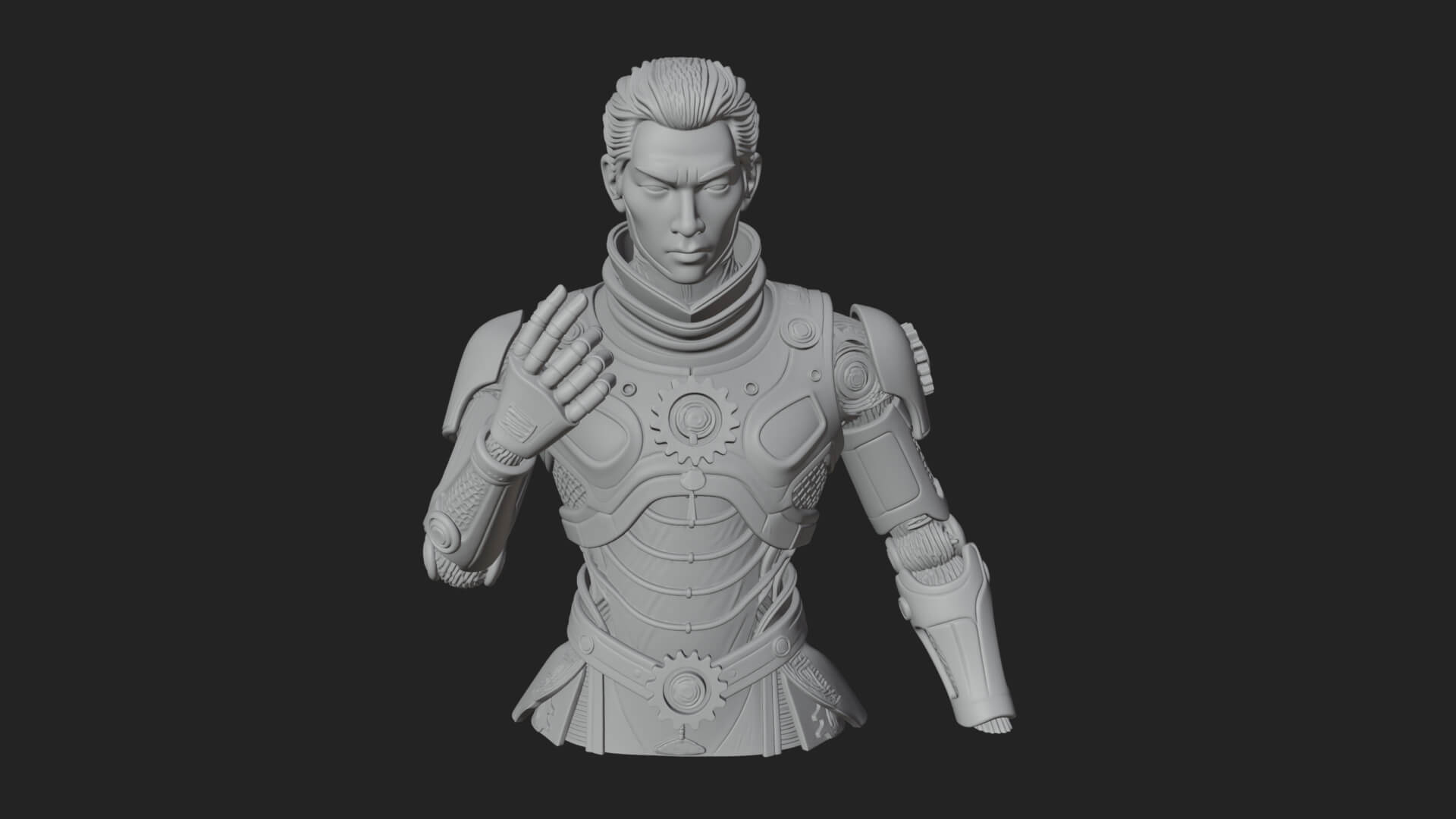Sci Fi Armored Man Bust Design 2 3D Print Model 3D Model