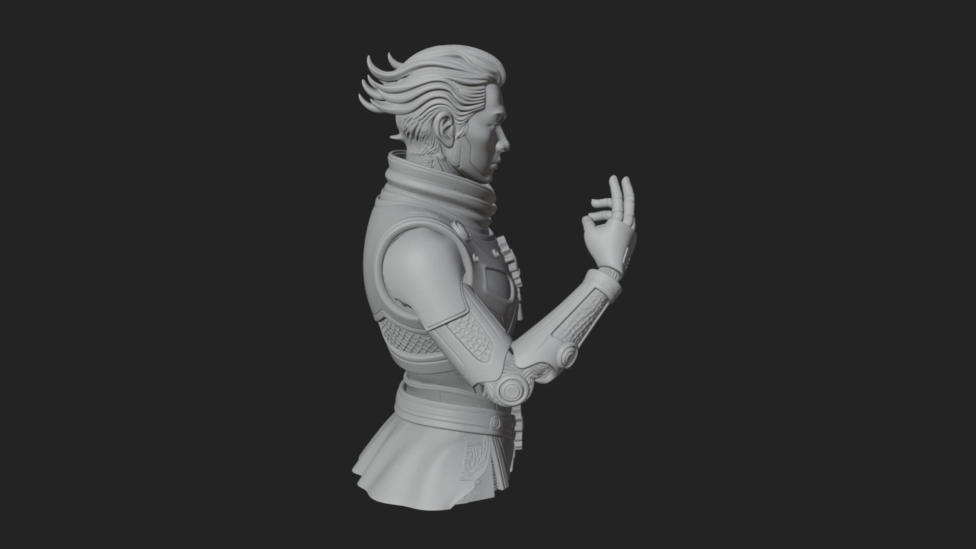 Sci Fi Armored Man Bust Design 2 3D Print Model 3D Model