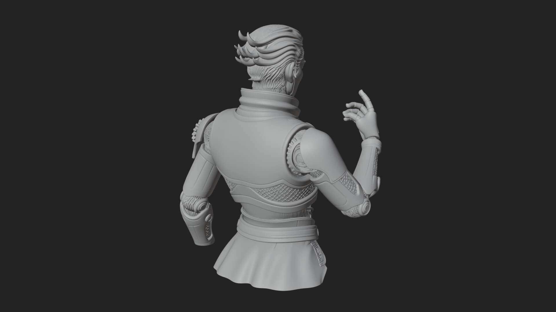 Sci Fi Armored Man Bust Design 2 3D Print Model 3D Model