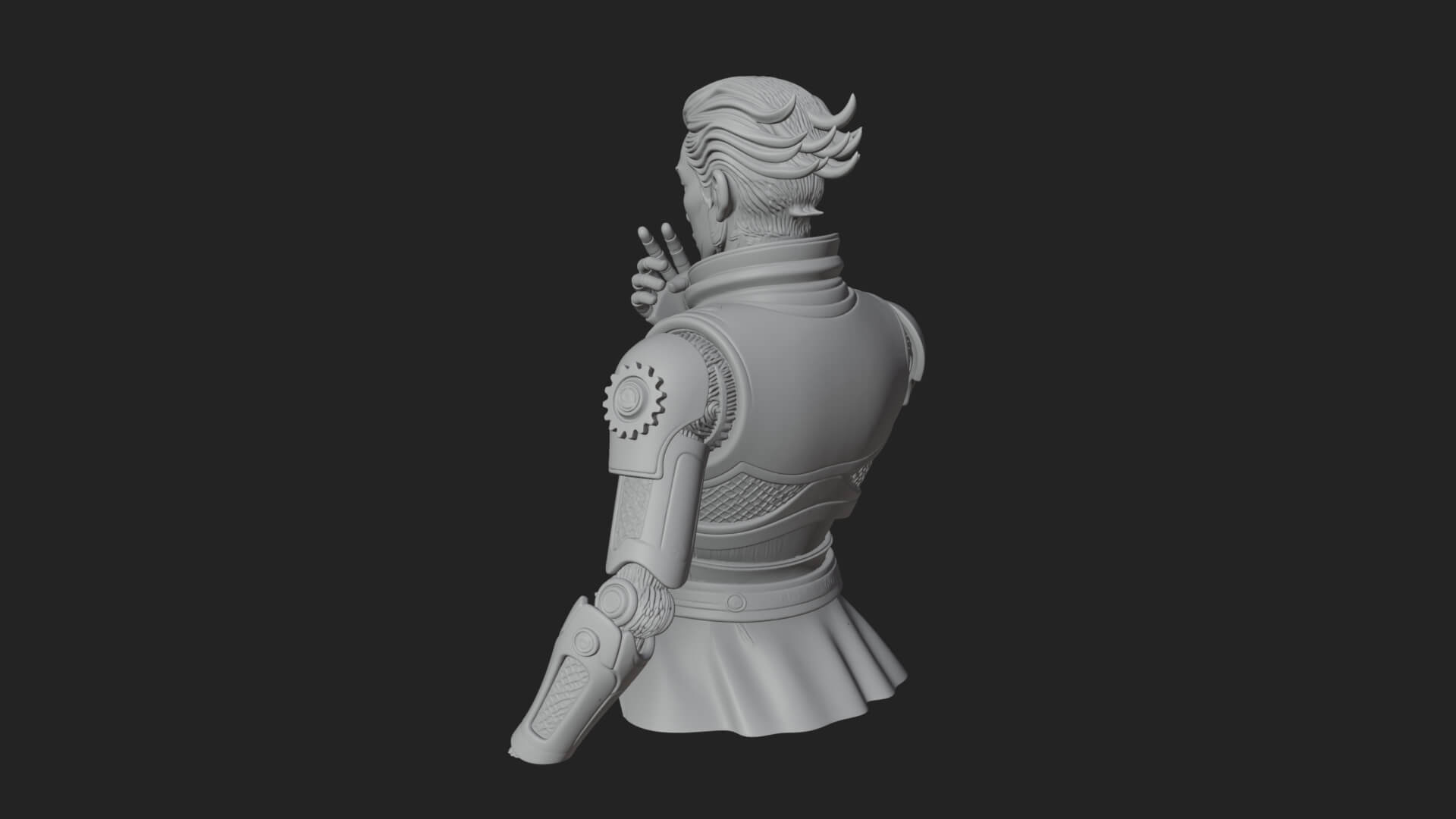 Sci Fi Armored Man Bust Design 2 3D Print Model 3D Model