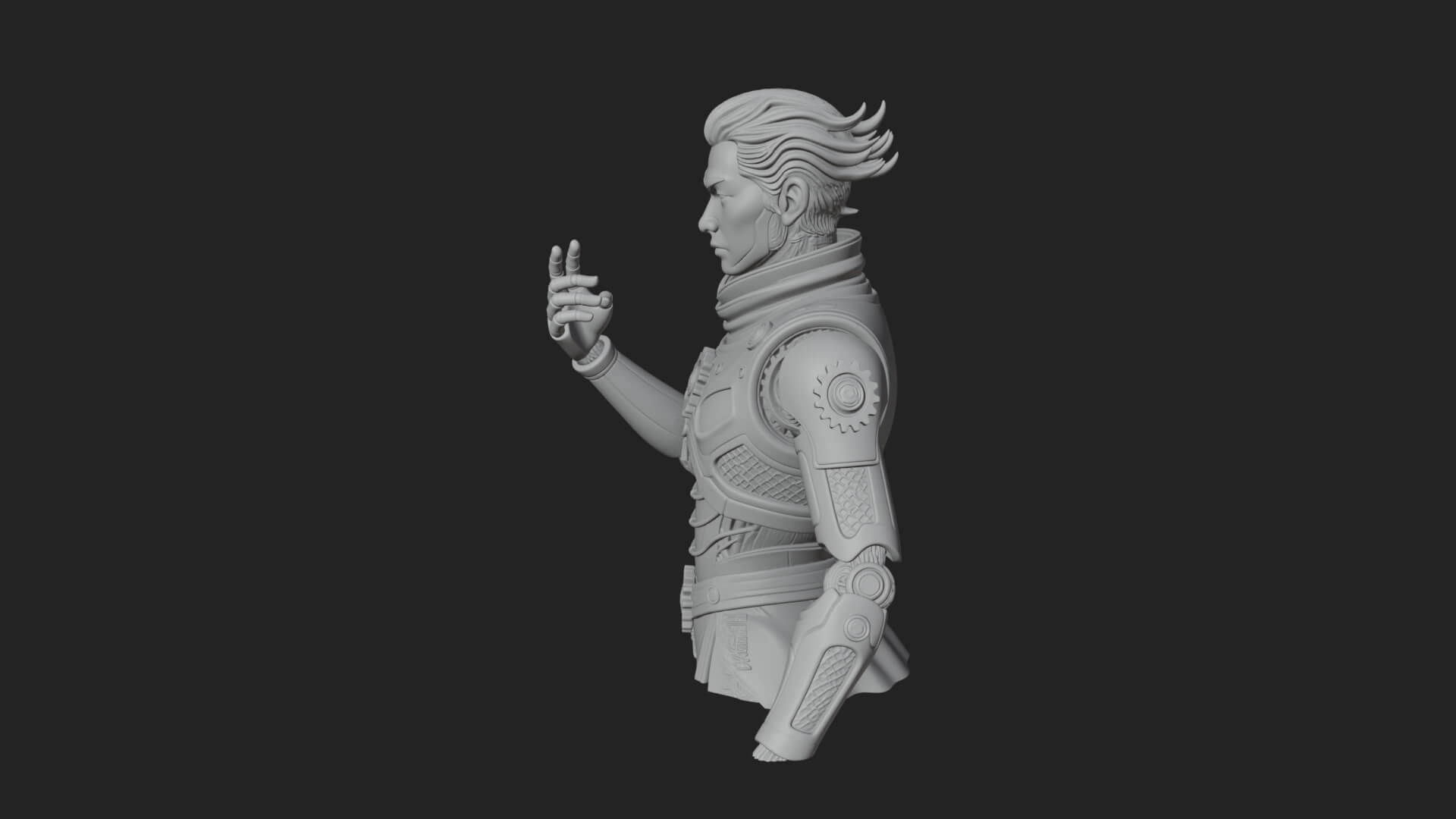 Sci Fi Armored Man Bust Design 2 3D Print Model 3D Model
