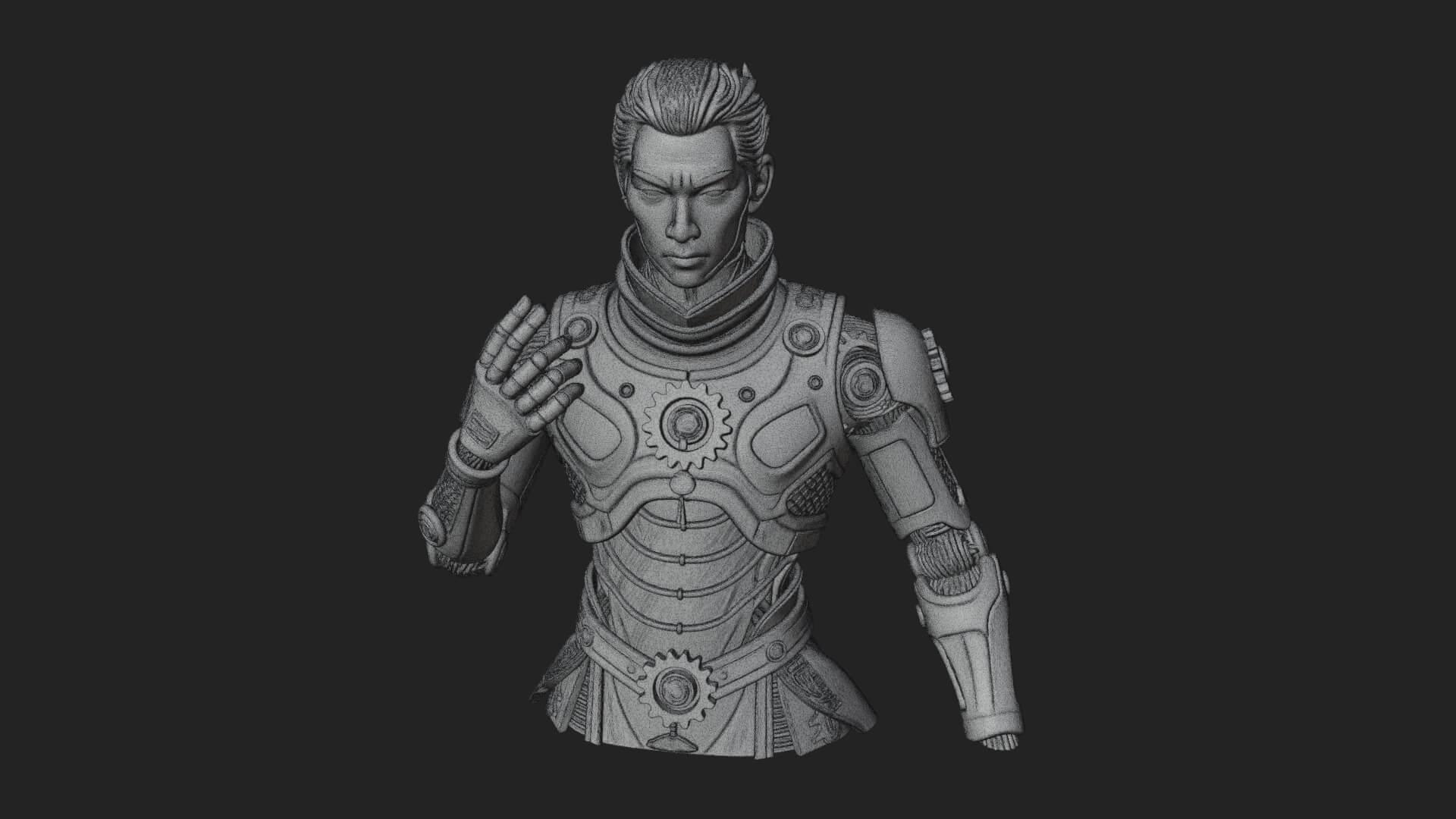 Sci Fi Armored Man Bust Design 2 3D Print Model 3D Model