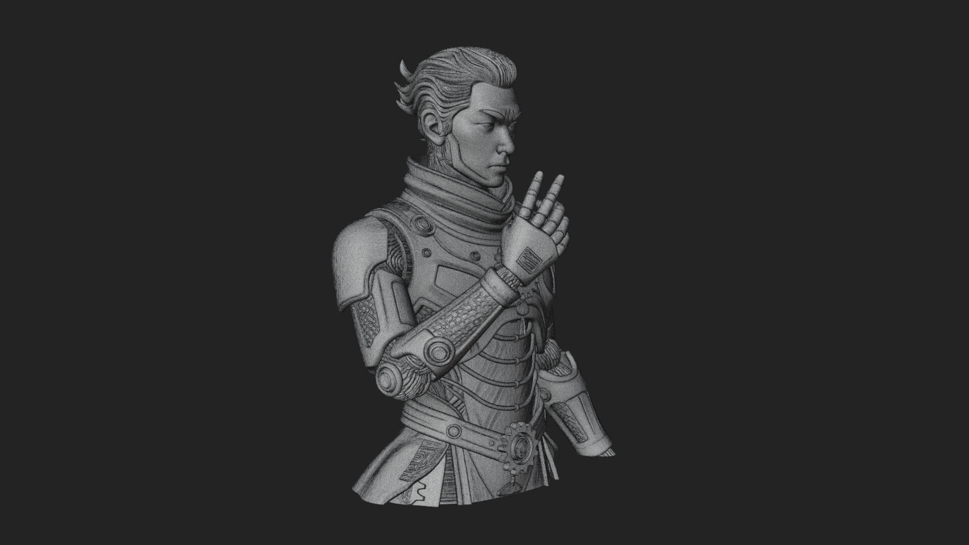 Sci Fi Armored Man Bust Design 2 3D Print Model 3D Model