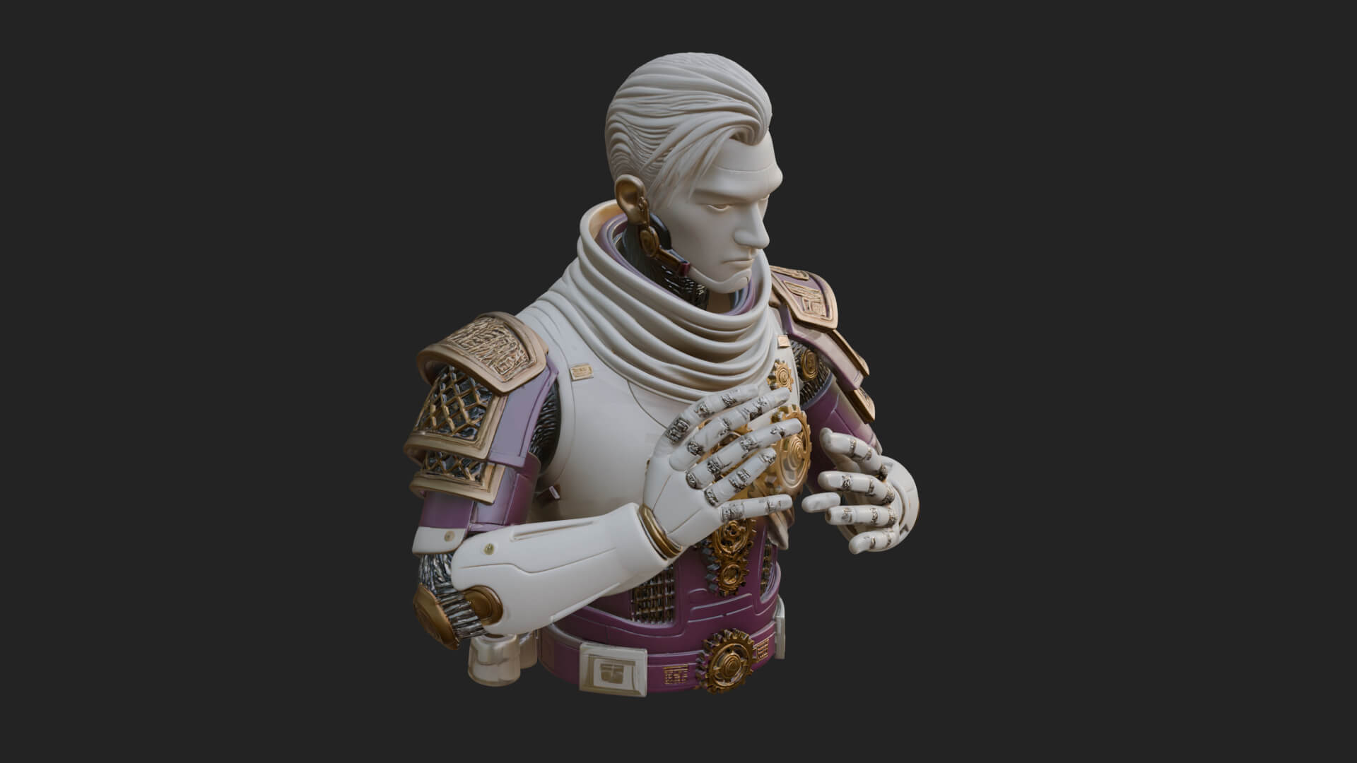 Sci Fi Armored Man Bust Design 3 3D Print Model 3D Model
