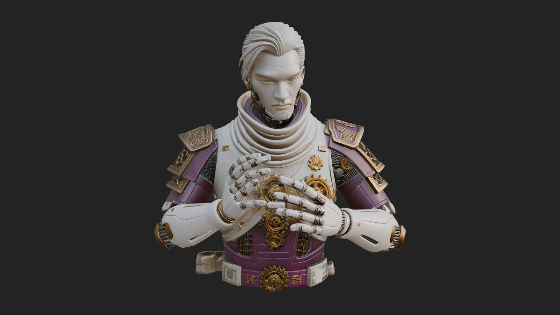 Sci Fi Armored Man Bust Design 3 3D Print Model 3D Model