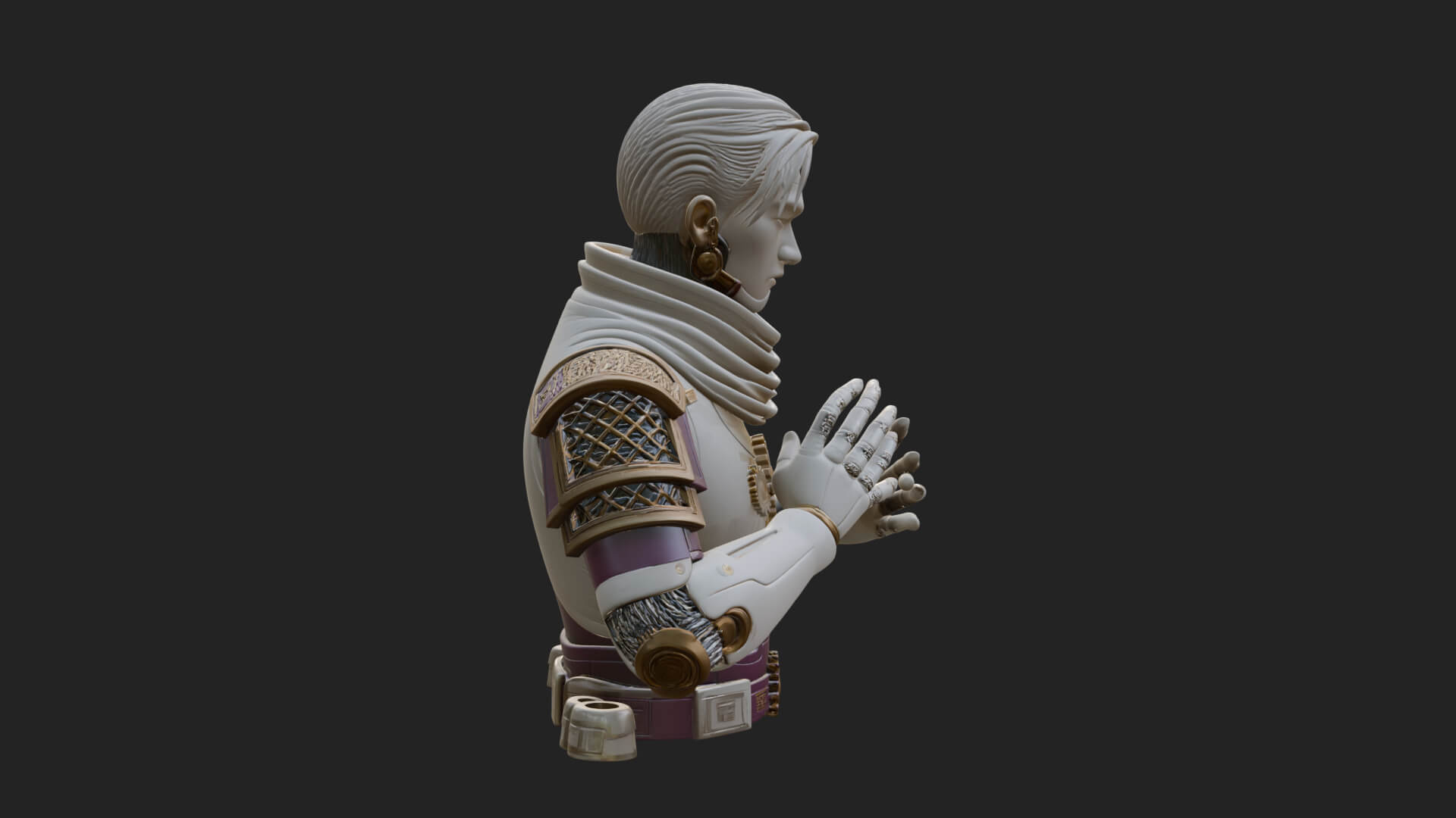 Sci Fi Armored Man Bust Design 3 3D Print Model 3D Model