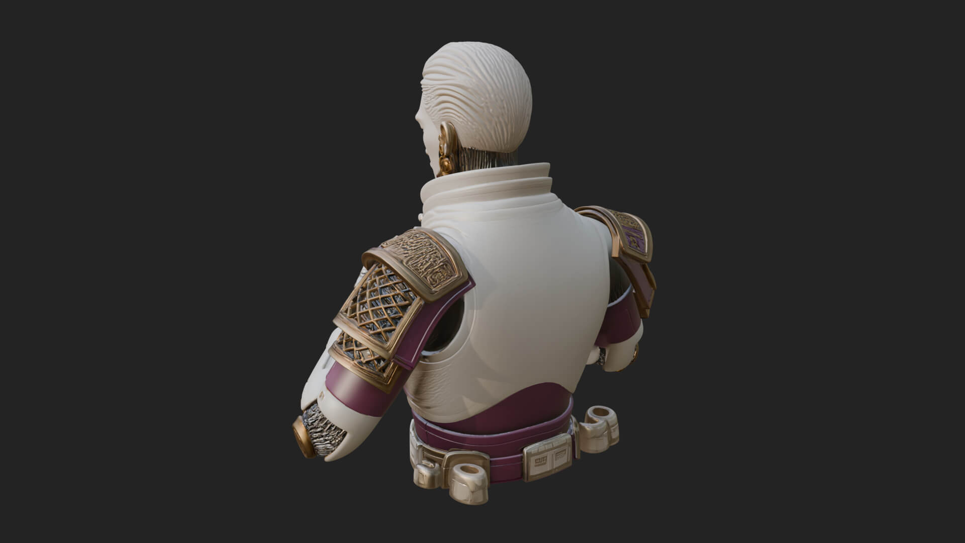 Sci Fi Armored Man Bust Design 3 3D Print Model 3D Model