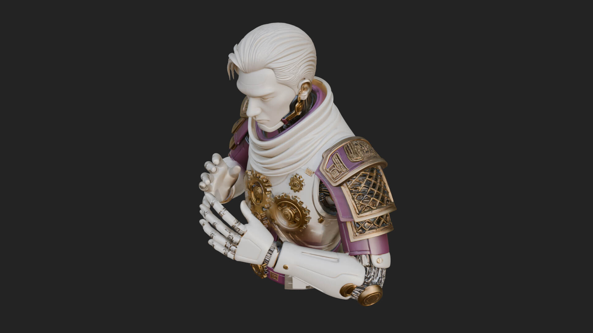 Sci Fi Armored Man Bust Design 3 3D Print Model 3D Model