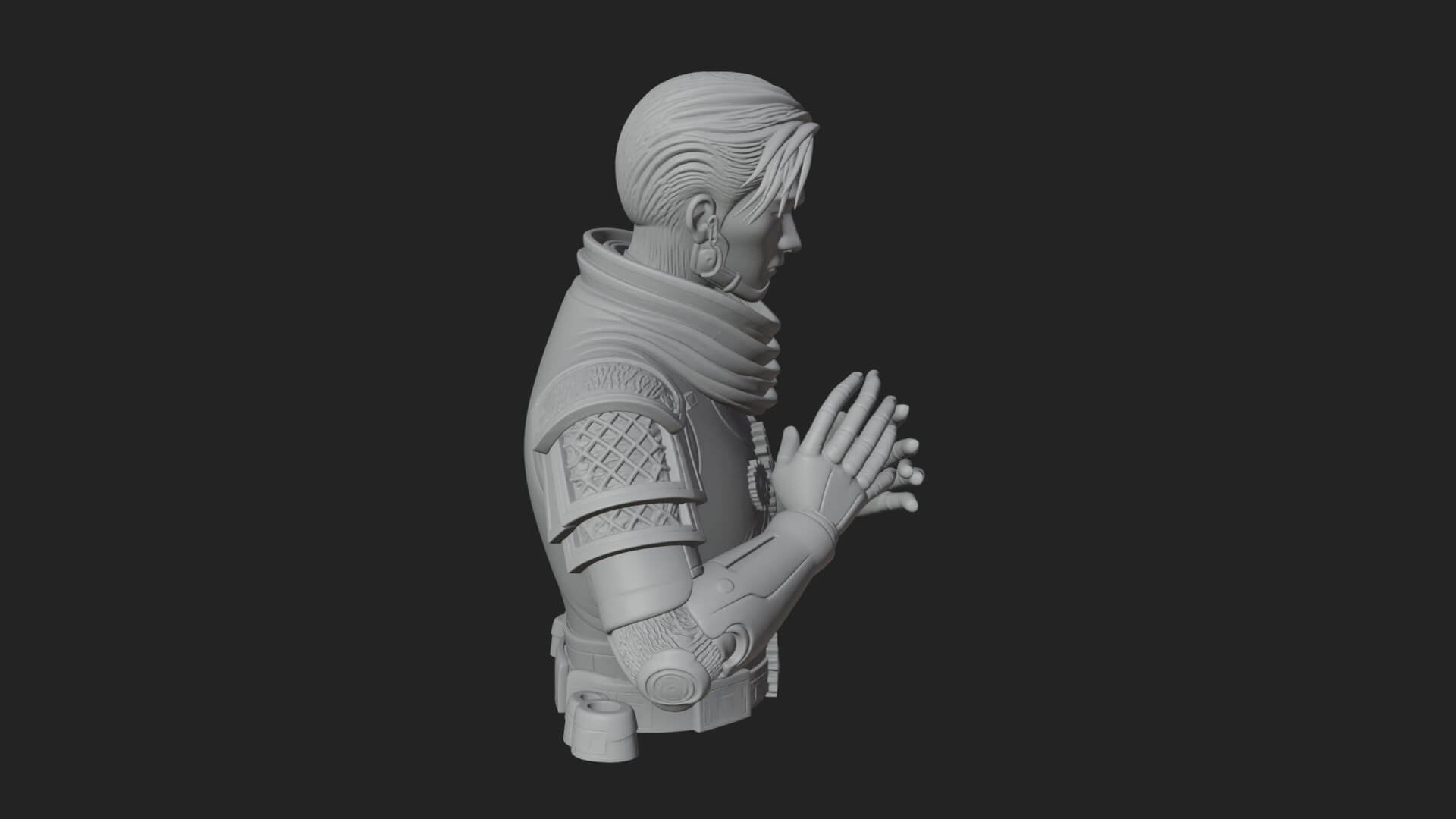 Sci Fi Armored Man Bust Design 3 3D Print Model 3D Model