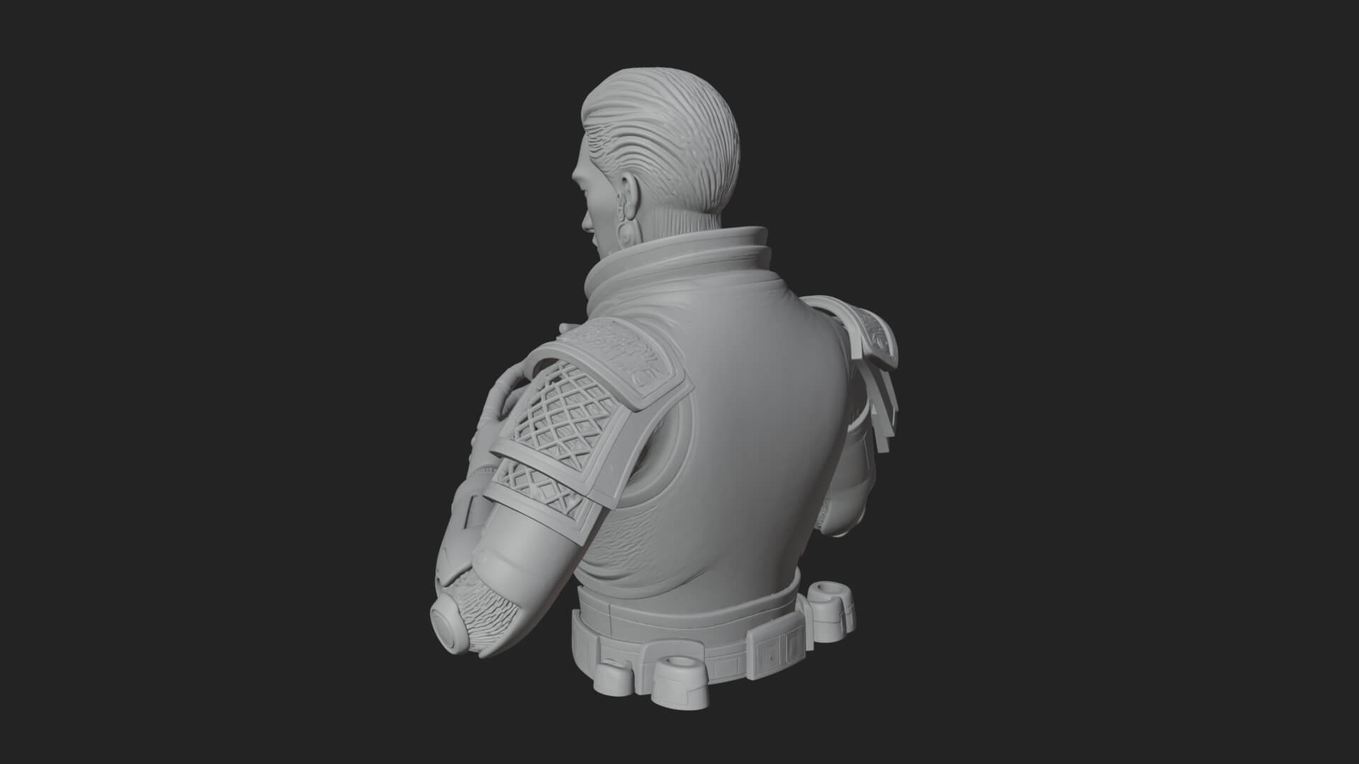 Sci Fi Armored Man Bust Design 3 3D Print Model 3D Model
