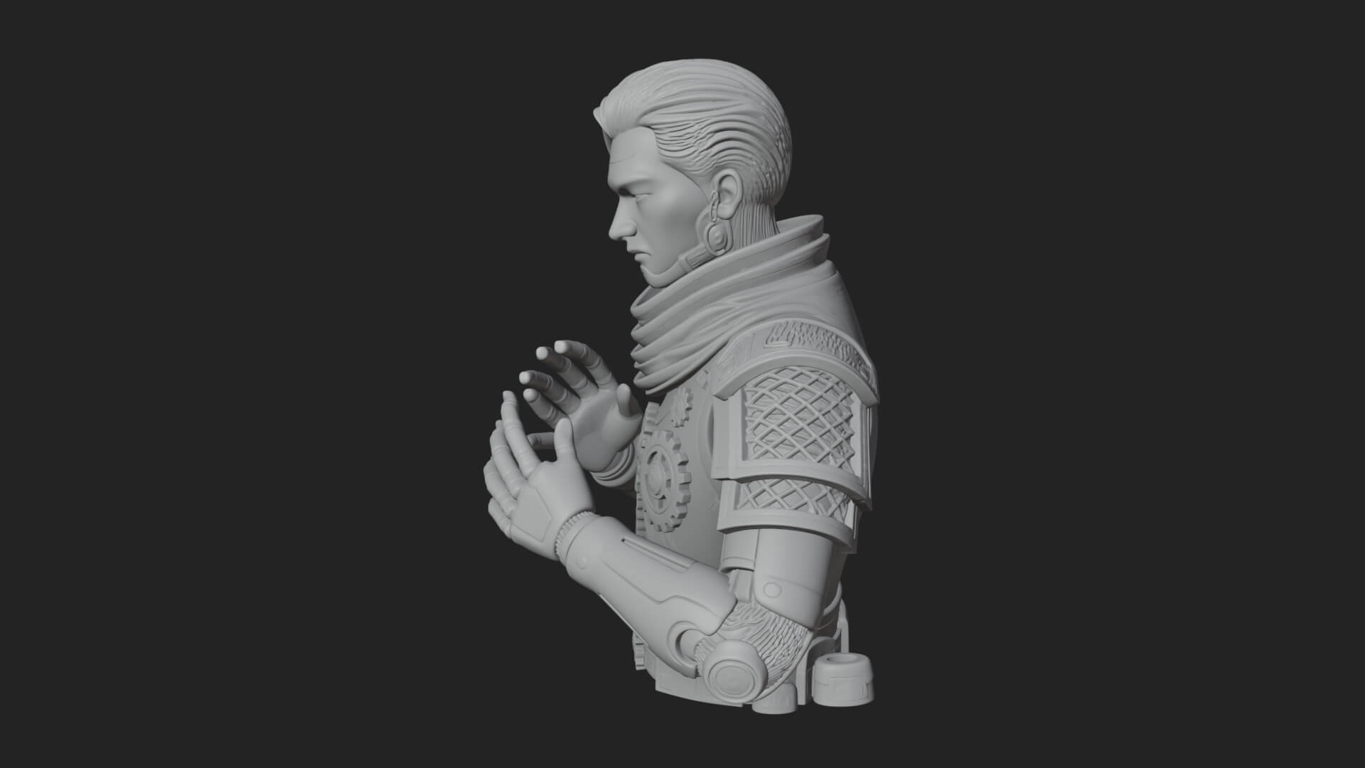 Sci Fi Armored Man Bust Design 3 3D Print Model 3D Model