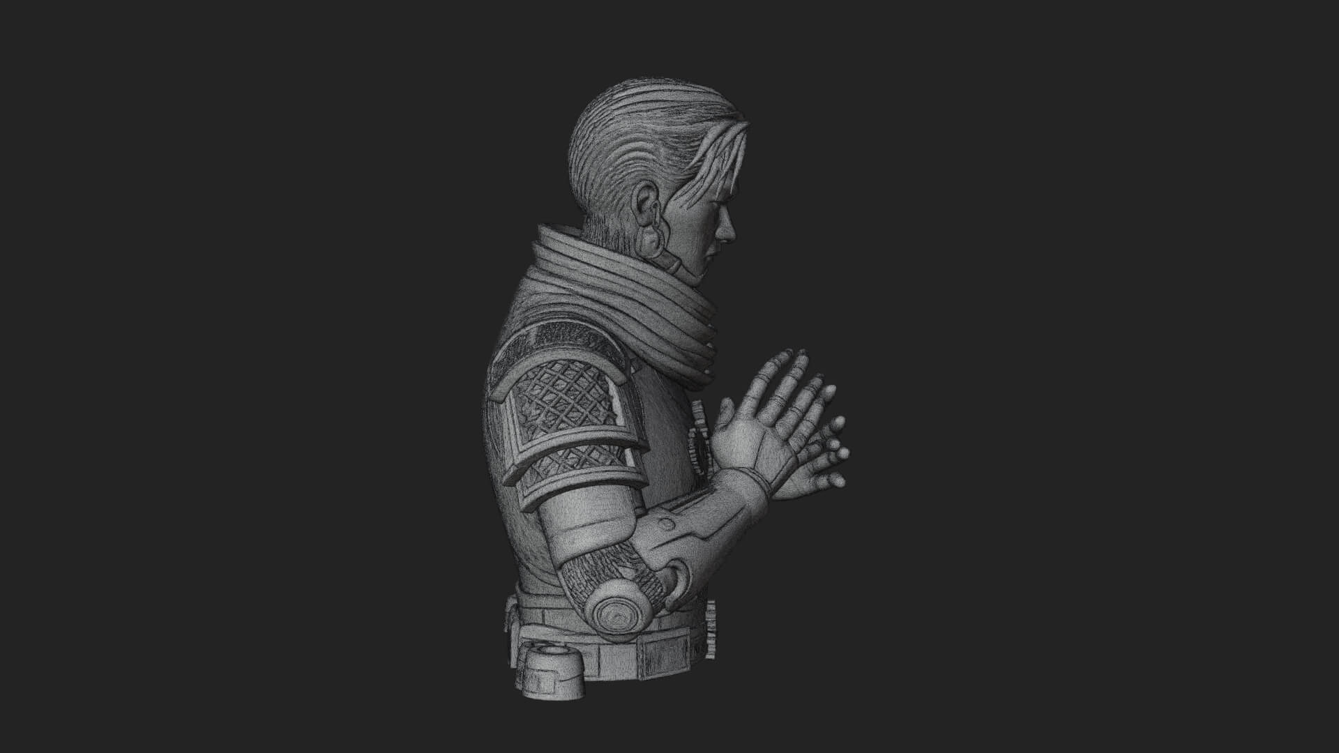 Sci Fi Armored Man Bust Design 3 3D Print Model 3D Model