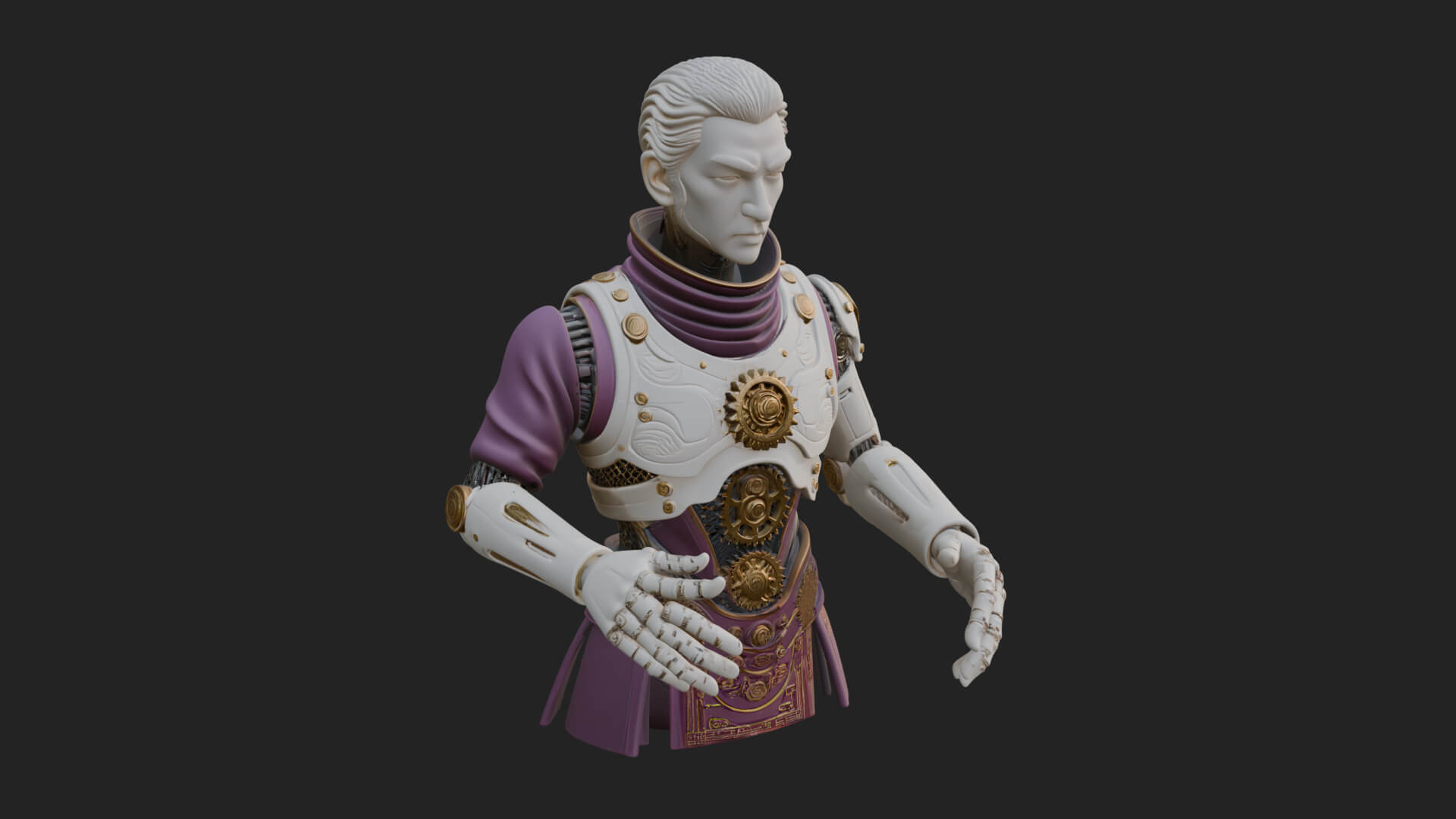 Sci Fi Armored Man Bust Design 4 3D Print Model 3D Model