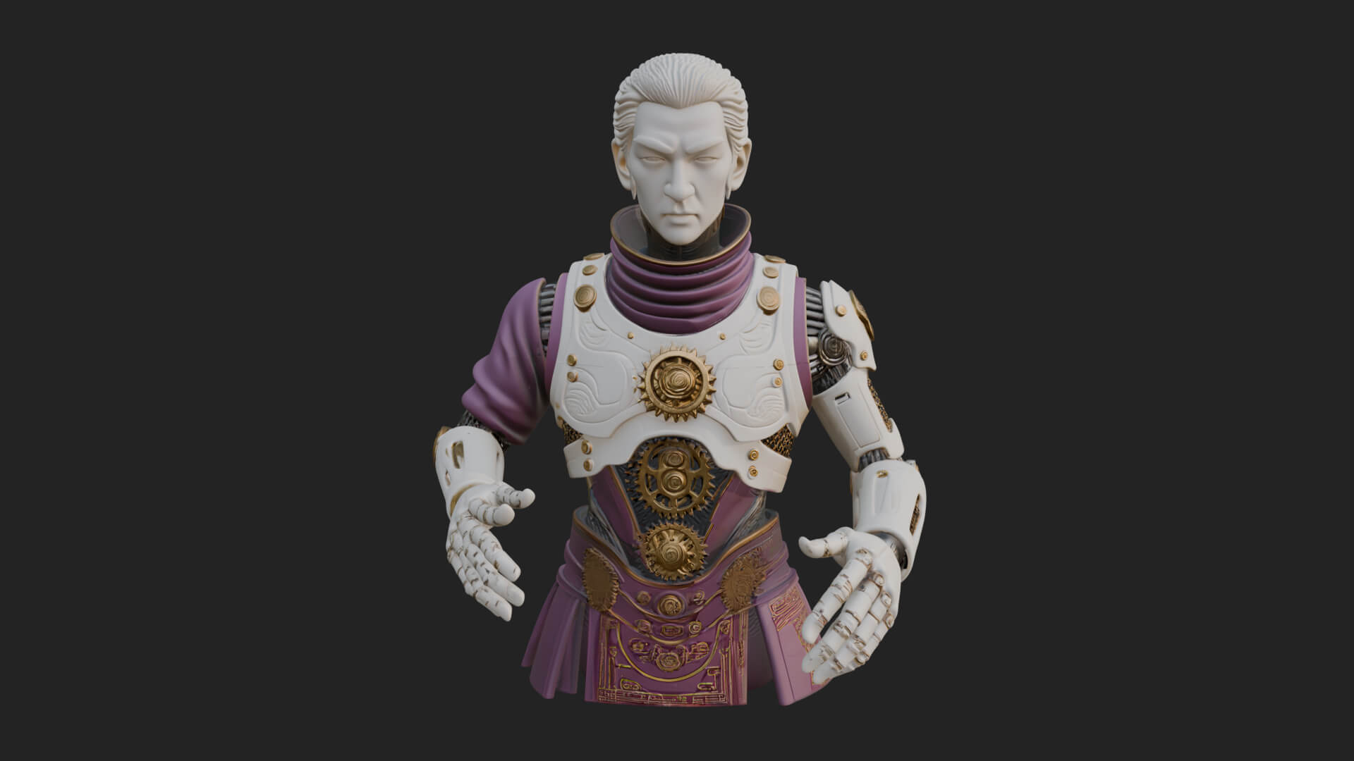 Sci Fi Armored Man Bust Design 4 3D Print Model 3D Model