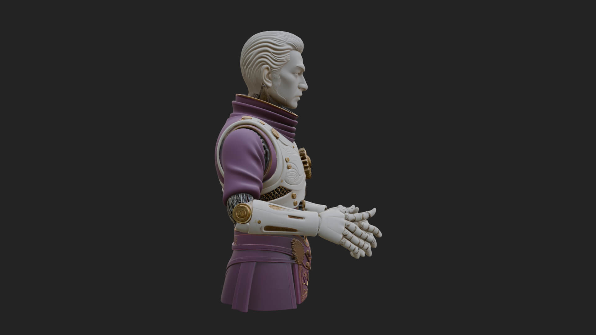Sci Fi Armored Man Bust Design 4 3D Print Model 3D Model