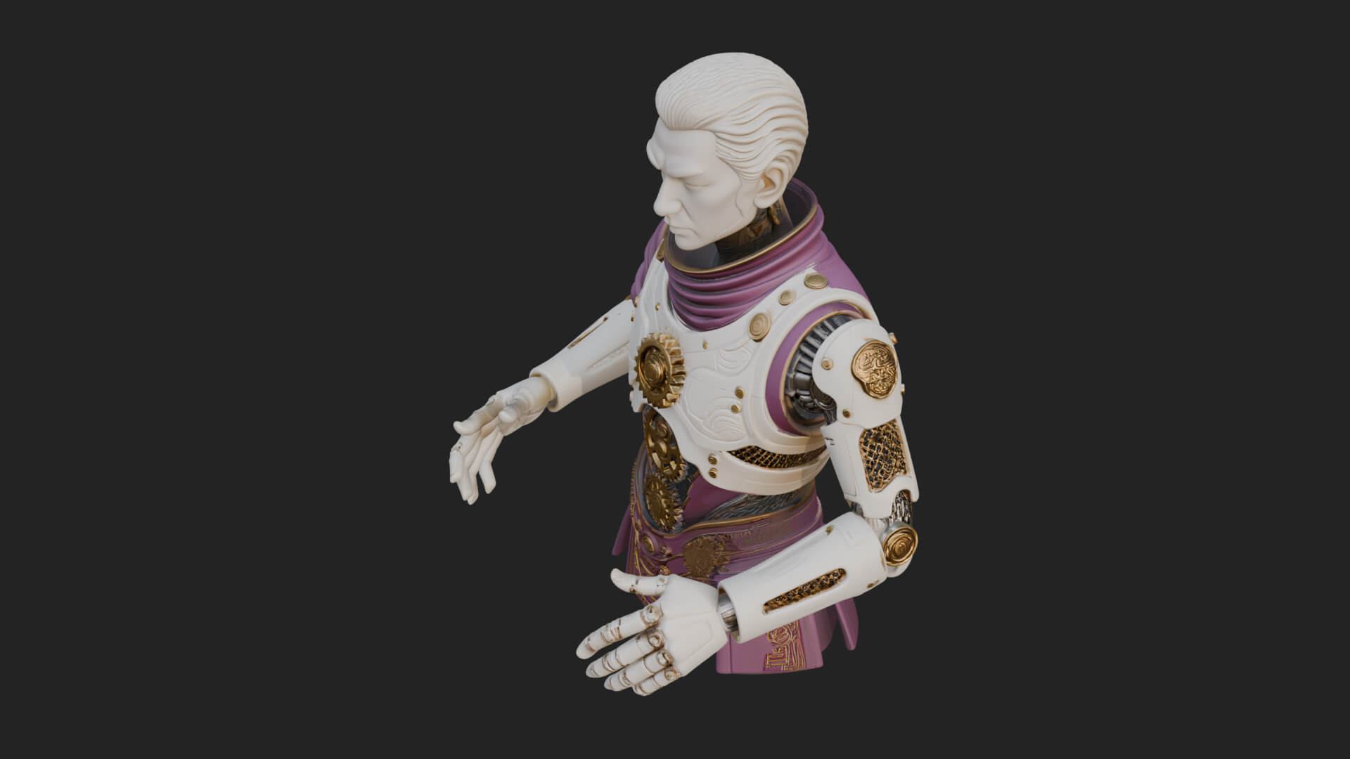 Sci Fi Armored Man Bust Design 4 3D Print Model 3D Model