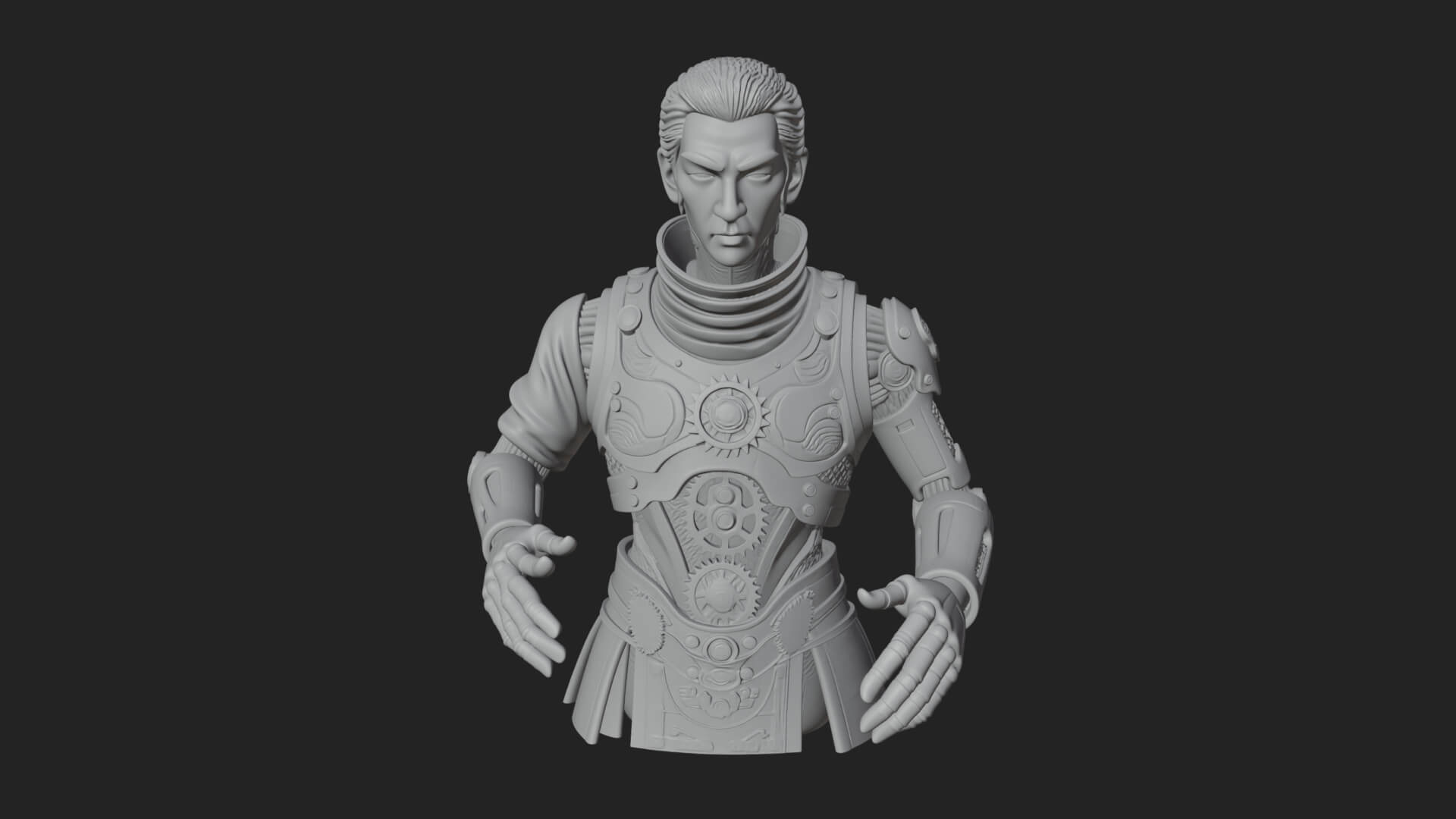 Sci Fi Armored Man Bust Design 4 3D Print Model 3D Model