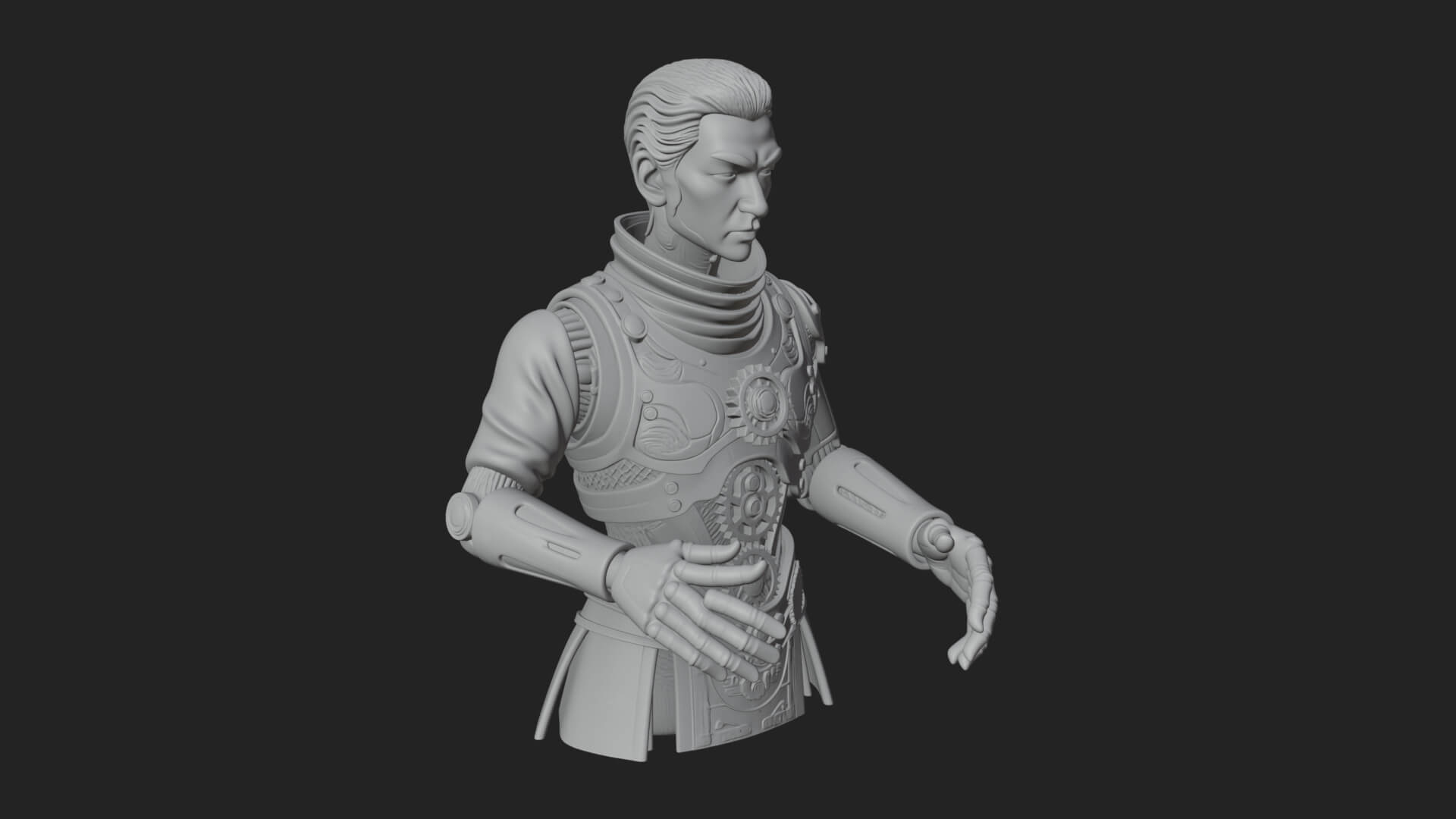 Sci Fi Armored Man Bust Design 4 3D Print Model 3D Model