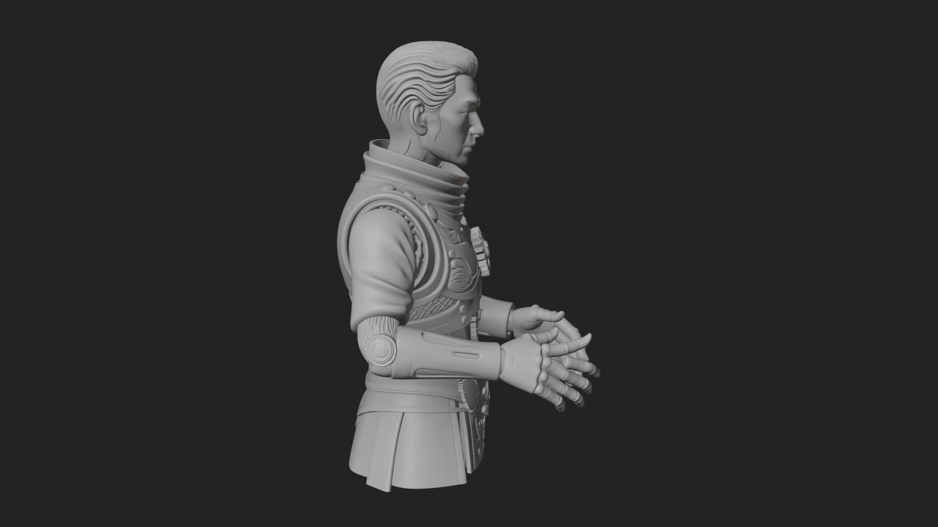 Sci Fi Armored Man Bust Design 4 3D Print Model 3D Model